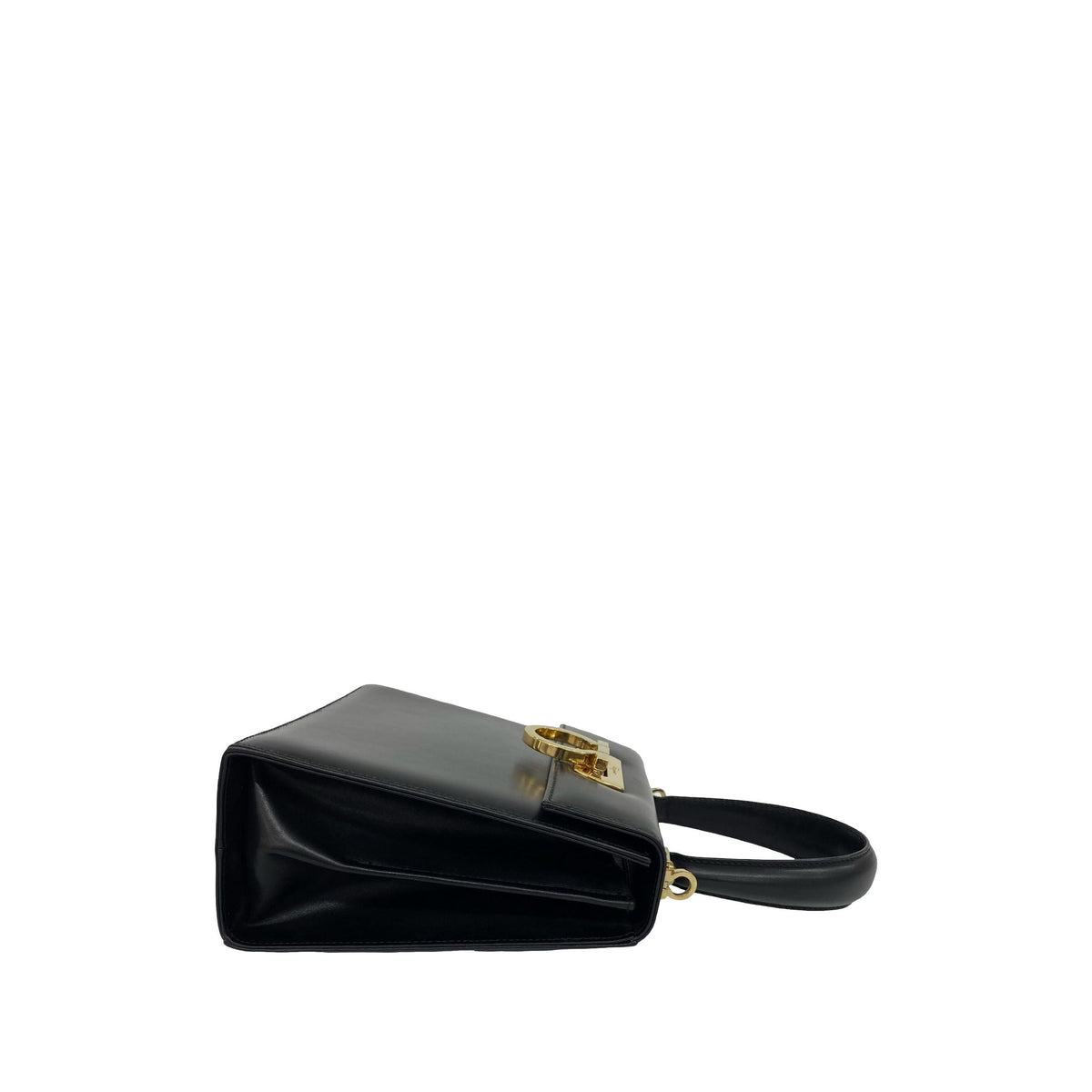 Ferragamo Small Leather Gancini Iconic Top Handle Bag — Black