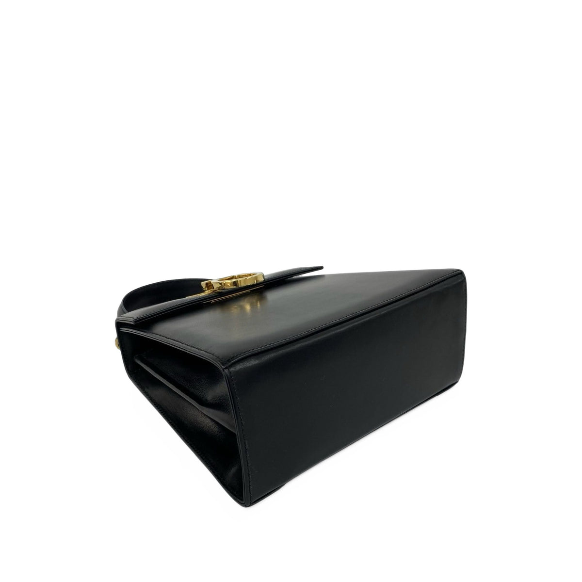 Ferragamo Small Leather Gancini Iconic Top Handle Bag — Black