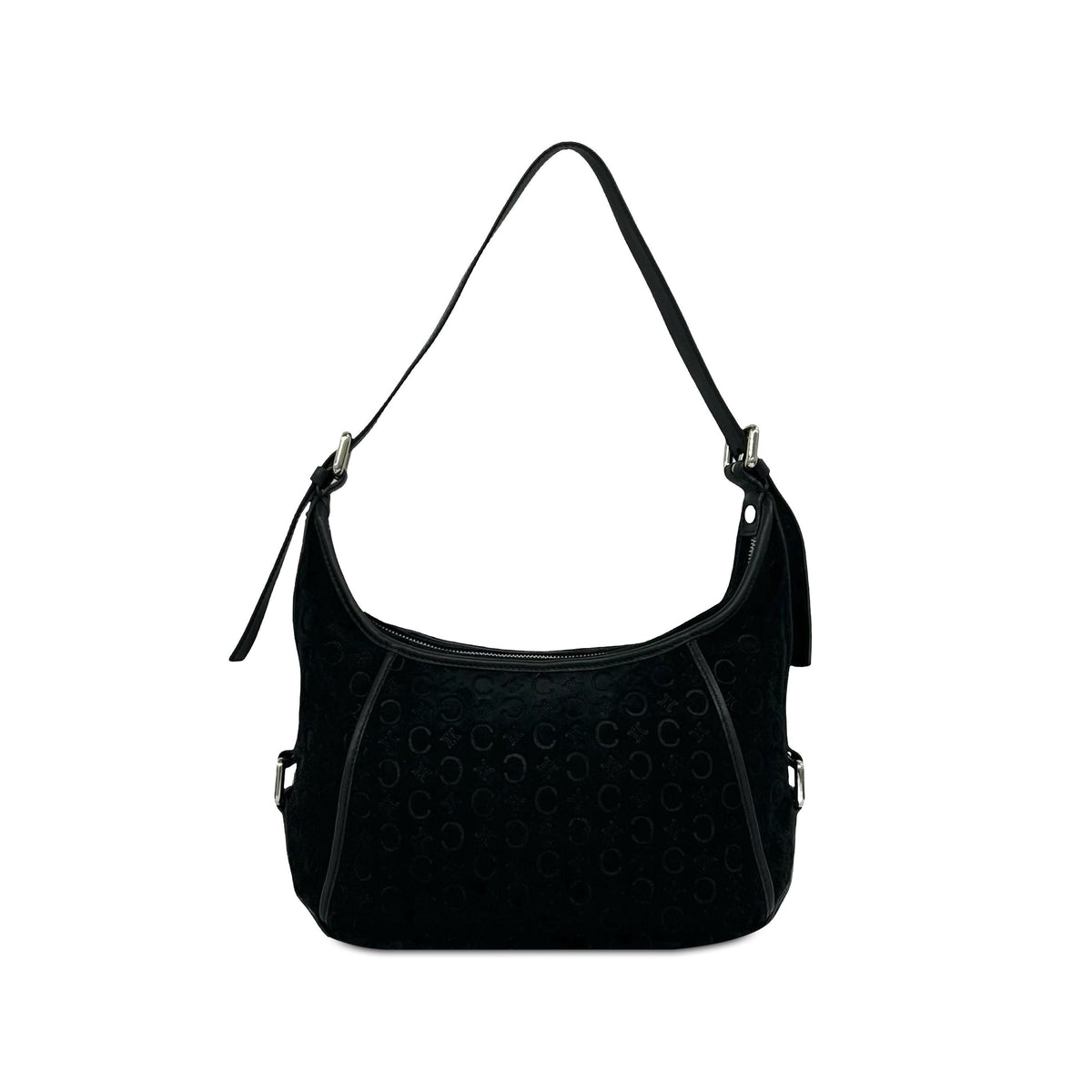 Celine C Macadam Suede Shoulder Bag — Black