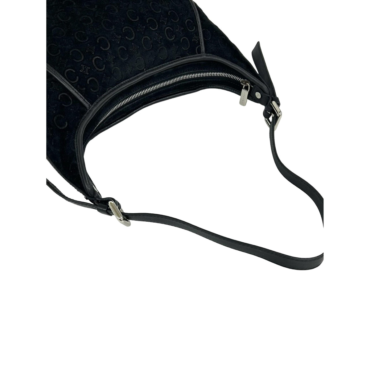 Celine C Macadam Suede Shoulder Bag — Black