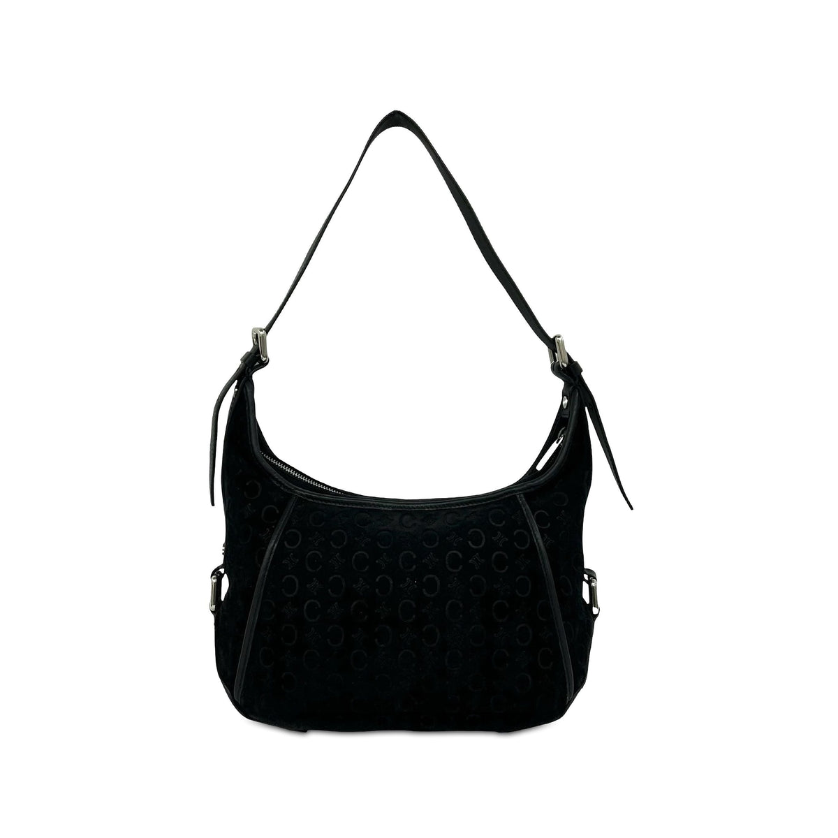 Celine C Macadam Suede Shoulder Bag — Black