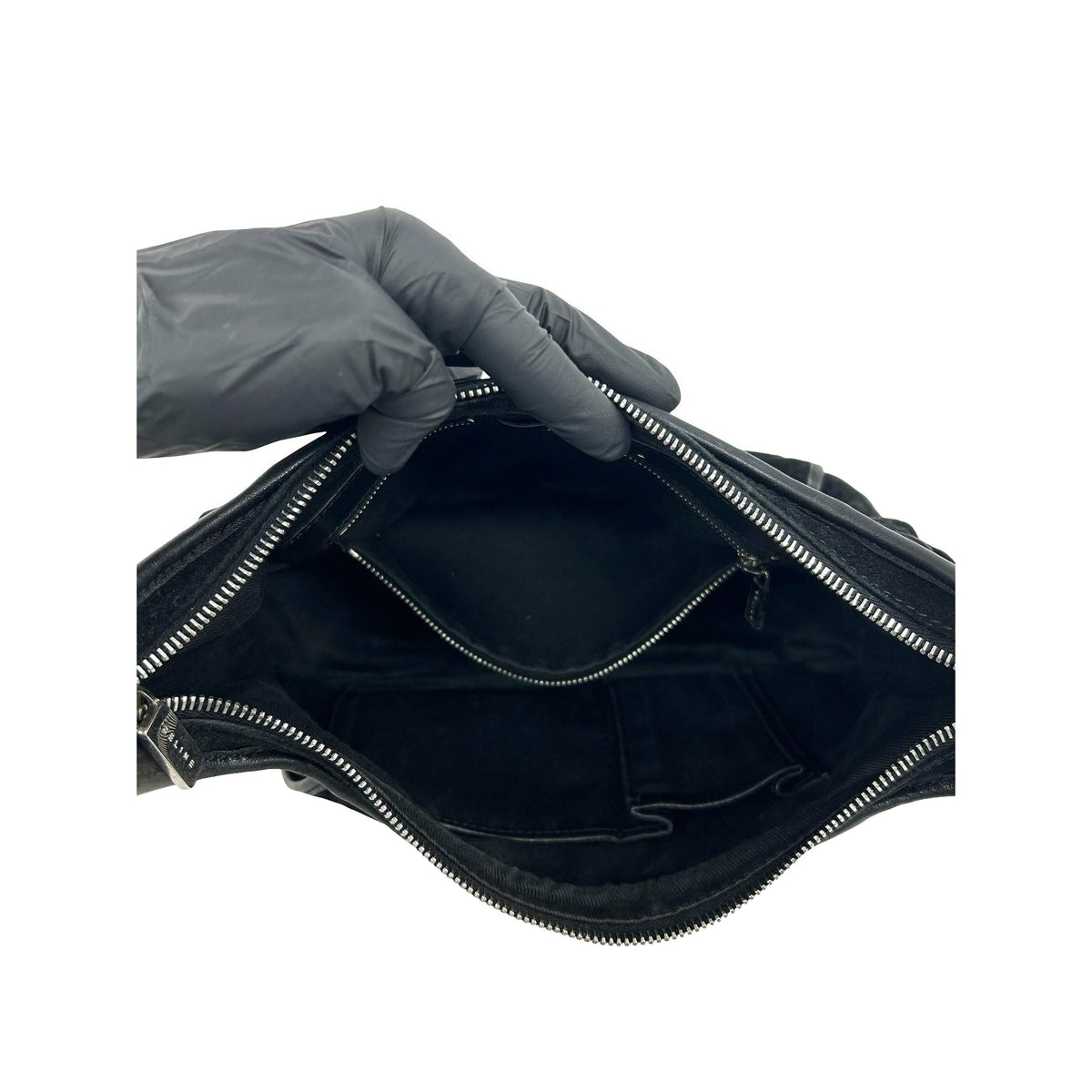Celine C Macadam Suede Shoulder Bag — Black