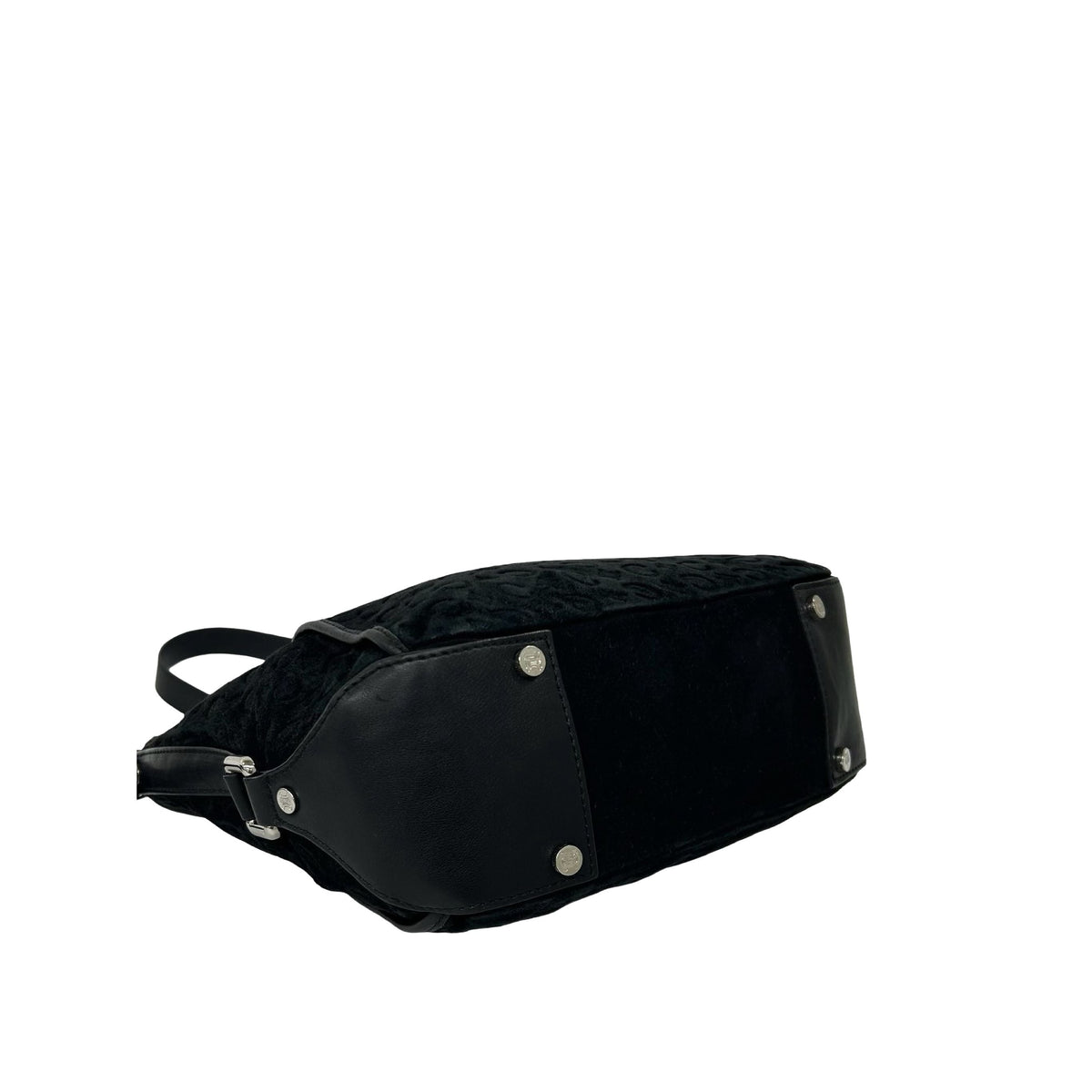 Celine C Macadam Suede Shoulder Bag — Black