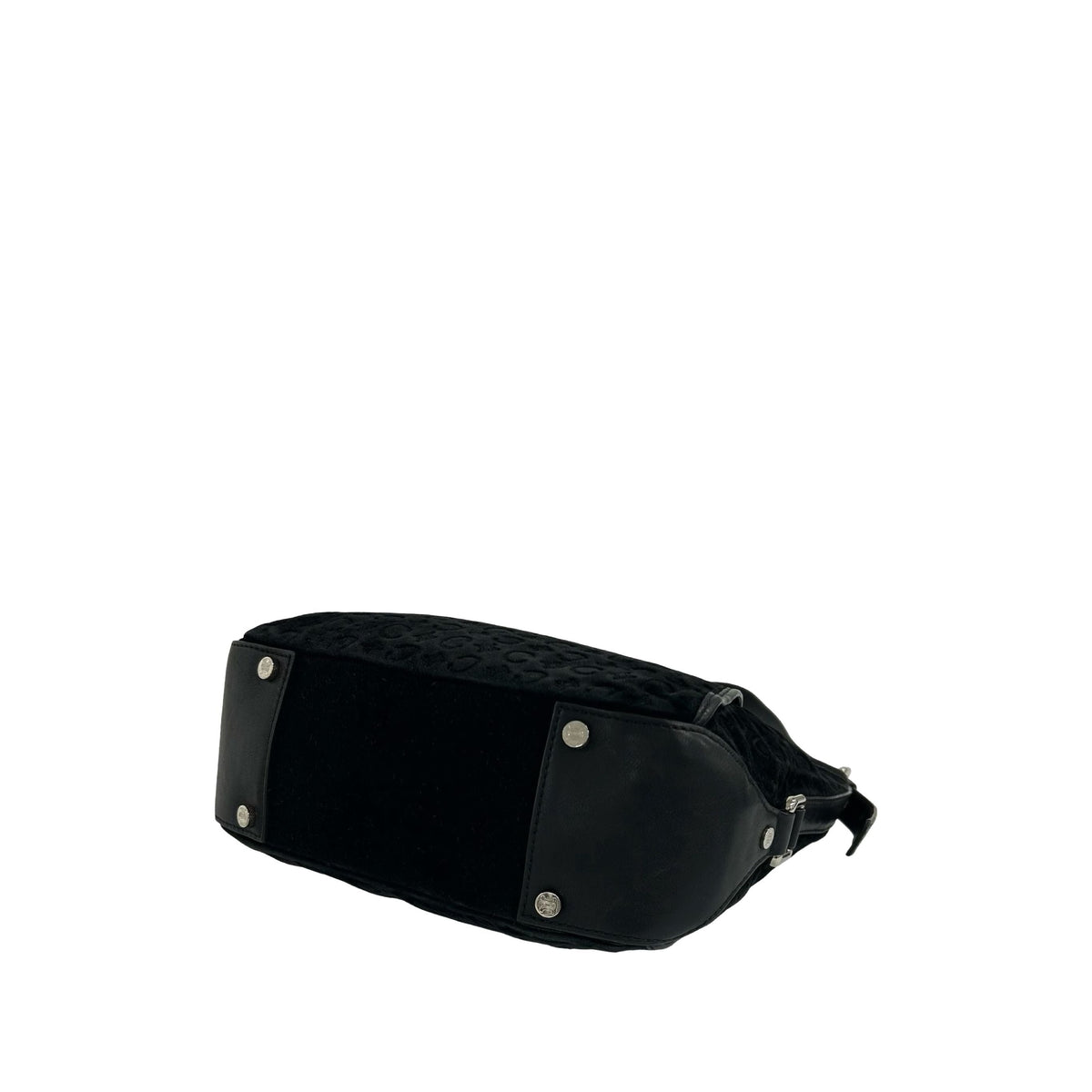 Celine C Macadam Suede Shoulder Bag — Black