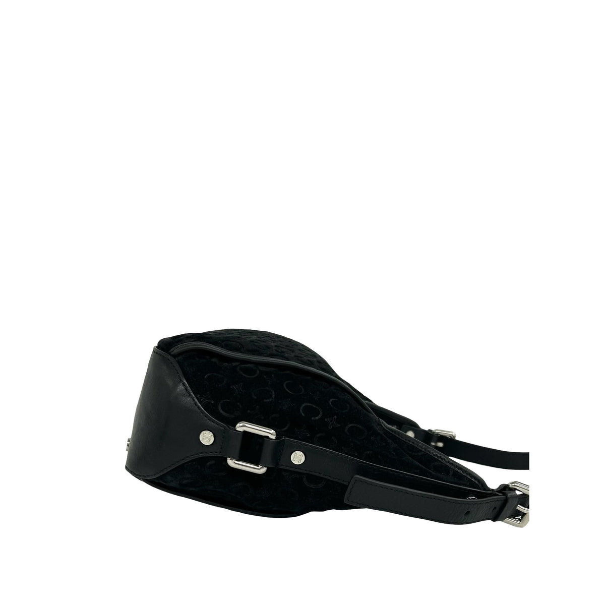 Celine C Macadam Suede Shoulder Bag — Black