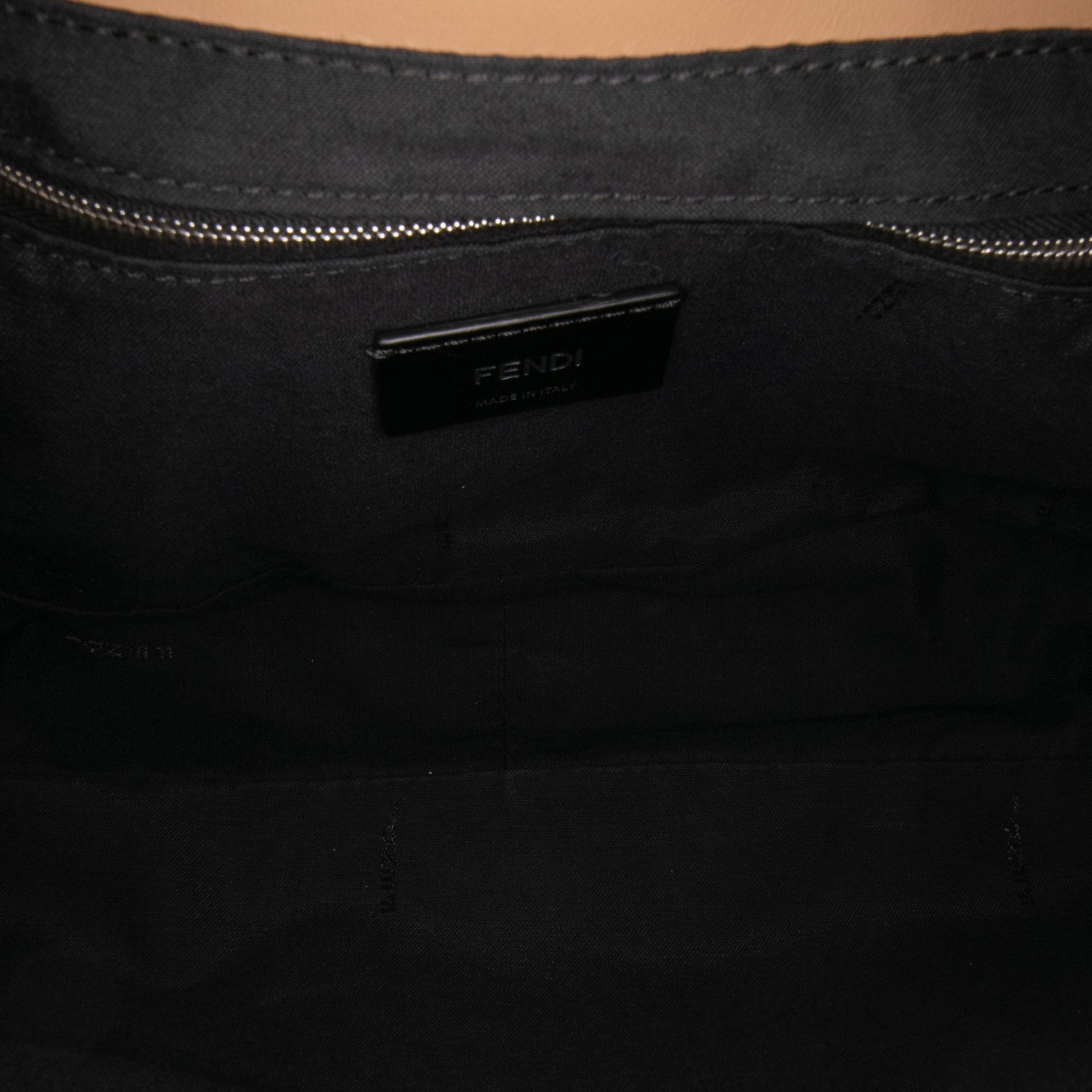 Fendi Large Zucca and Pequin Canvas Convertible Baguette Satchel