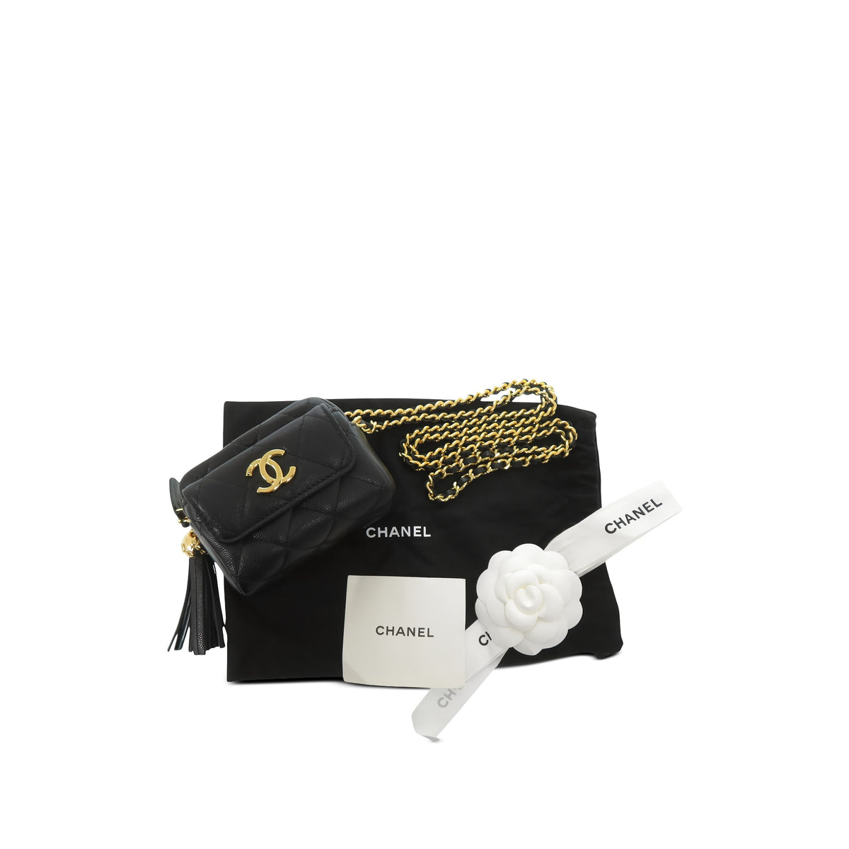 Chanel Mini Quilted Caviar Paris Hangzhou Tassel Camera Case — Black