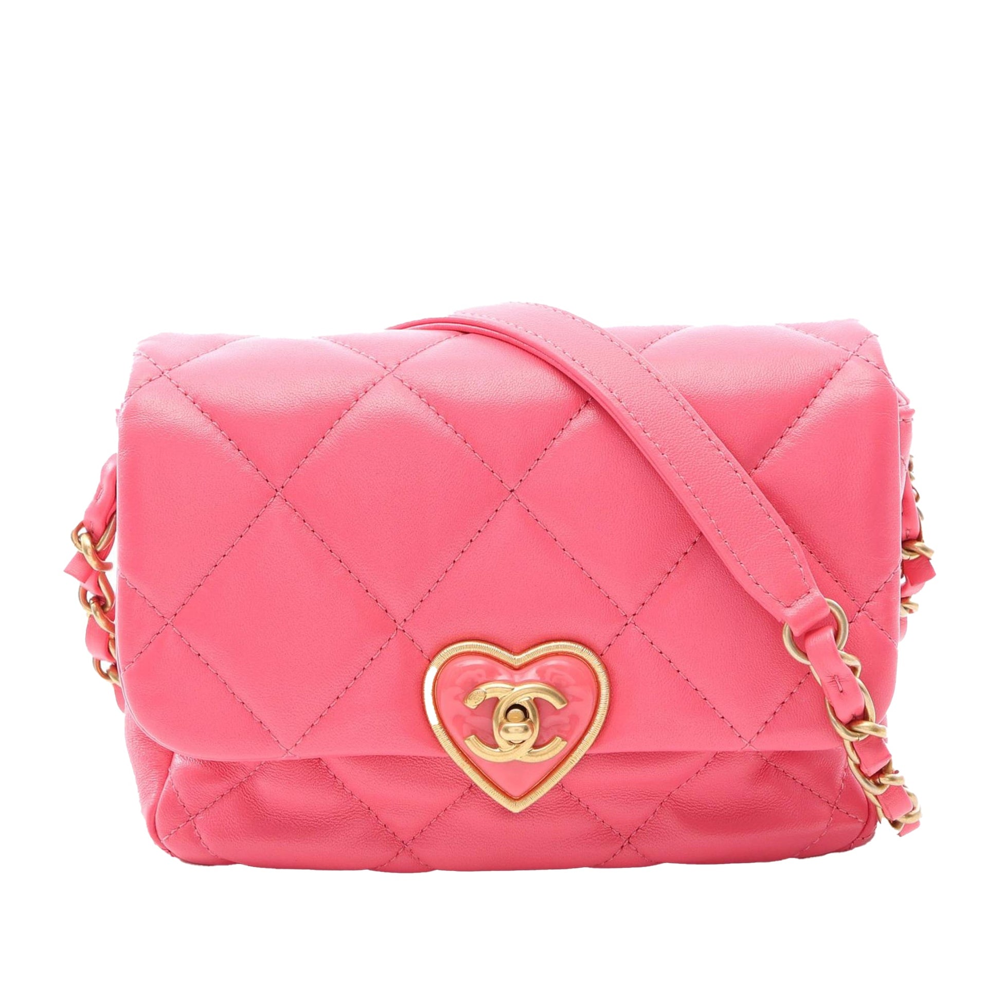 Chanel Mini Quilted Lambskin Acrylic Coco Love Flap