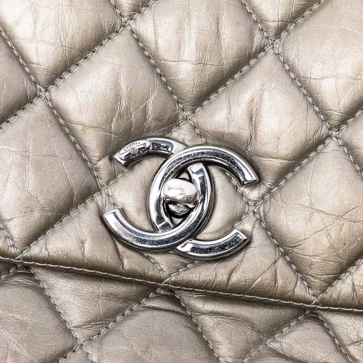 Chanel Small Bicolor Quilted Aged Calfskin Lady Pearly Flap