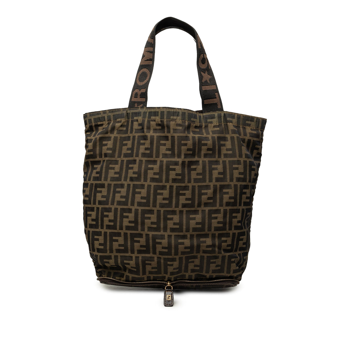 Fendi Zucca Canvas and Nylon Foldable Tote — Brown