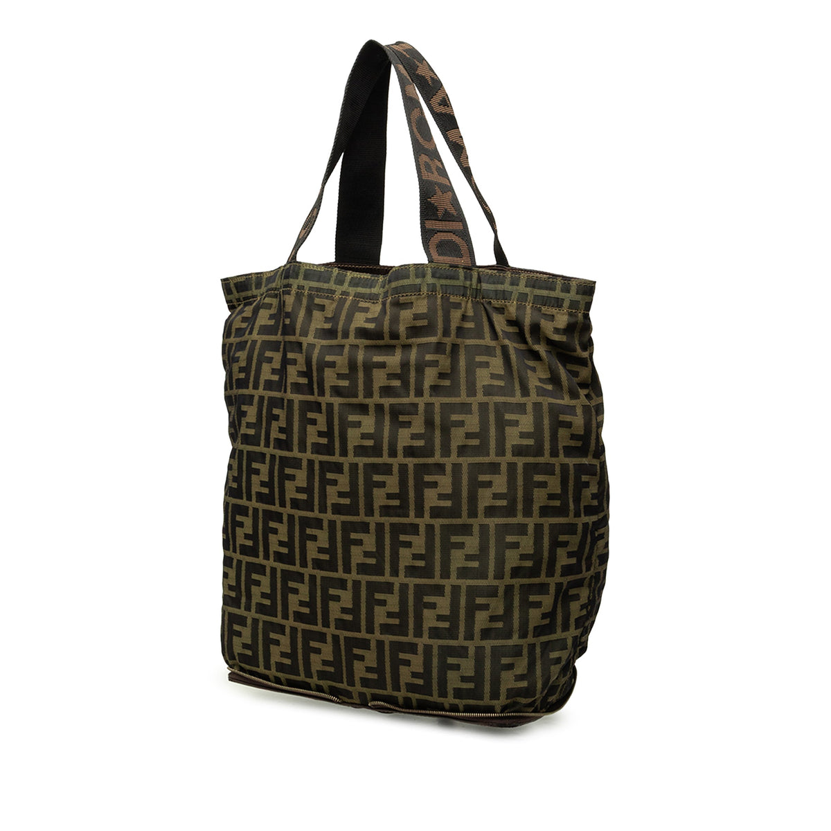Fendi Zucca Canvas and Nylon Foldable Tote — Brown