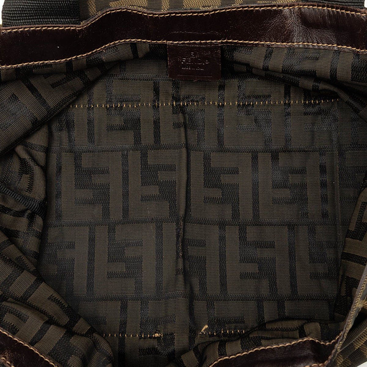 Fendi Zucca Canvas and Nylon Foldable Tote — Brown