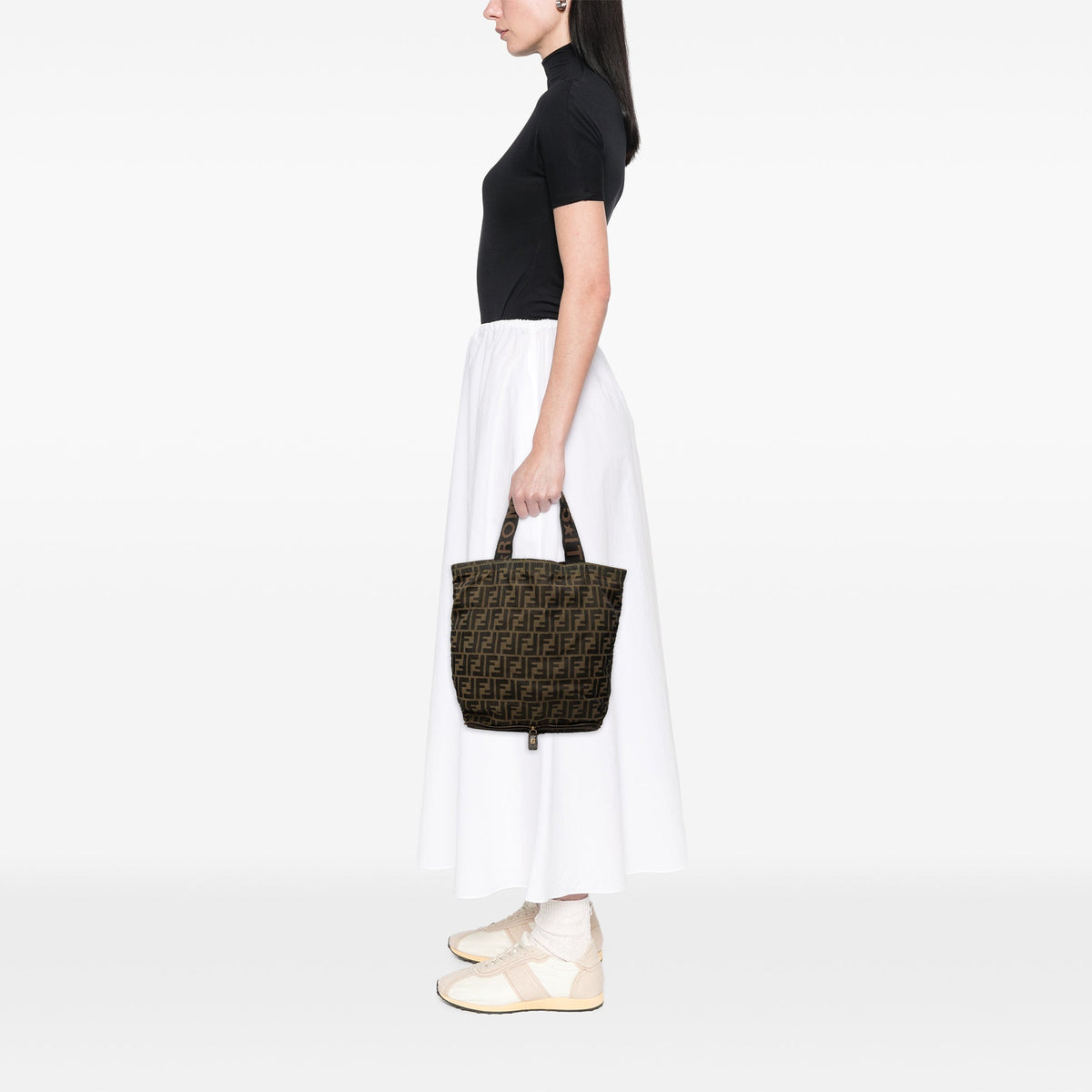 Fendi Zucca Canvas and Nylon Foldable Tote — Brown