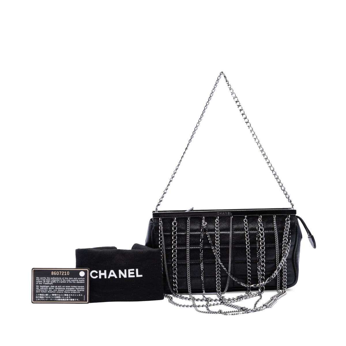 Chanel Chocolate Bar Lambskin Multi Chain Frame Clutch