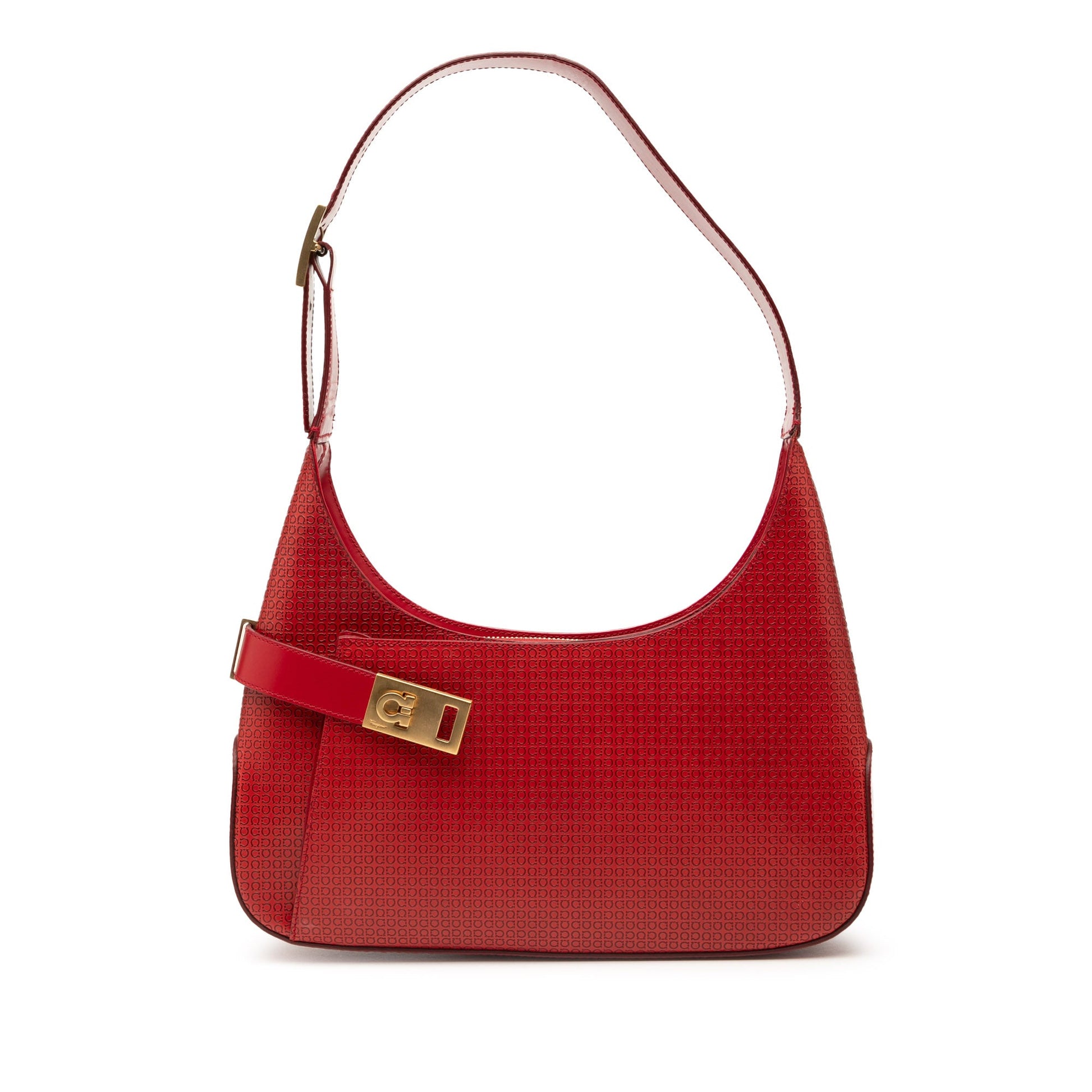 Ferragamo Gancini Embossed Leather Shoulder Bag