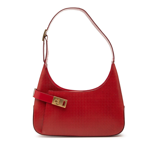 Ferragamo Gancini Embossed Leather Shoulder Bag