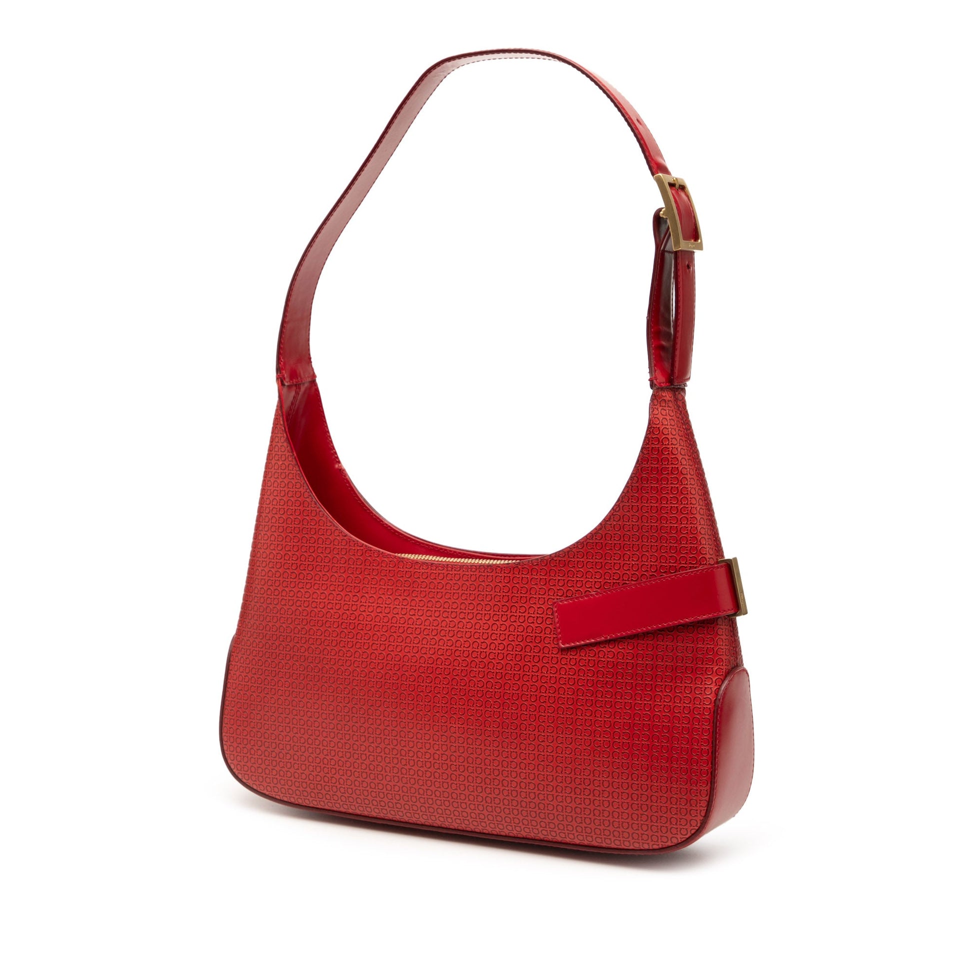 Ferragamo Gancini Embossed Leather Shoulder Bag