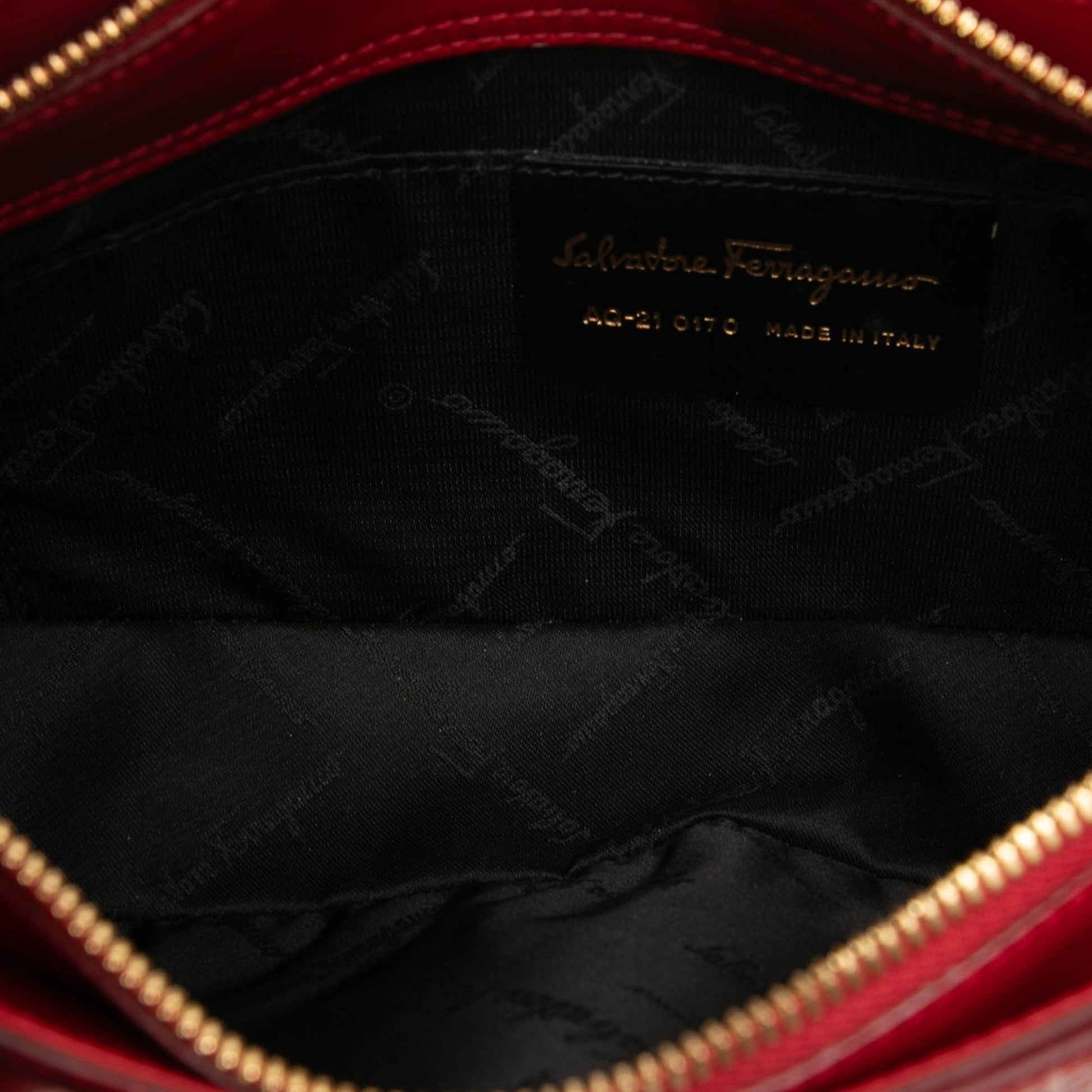Ferragamo Gancini Embossed Leather Shoulder Bag