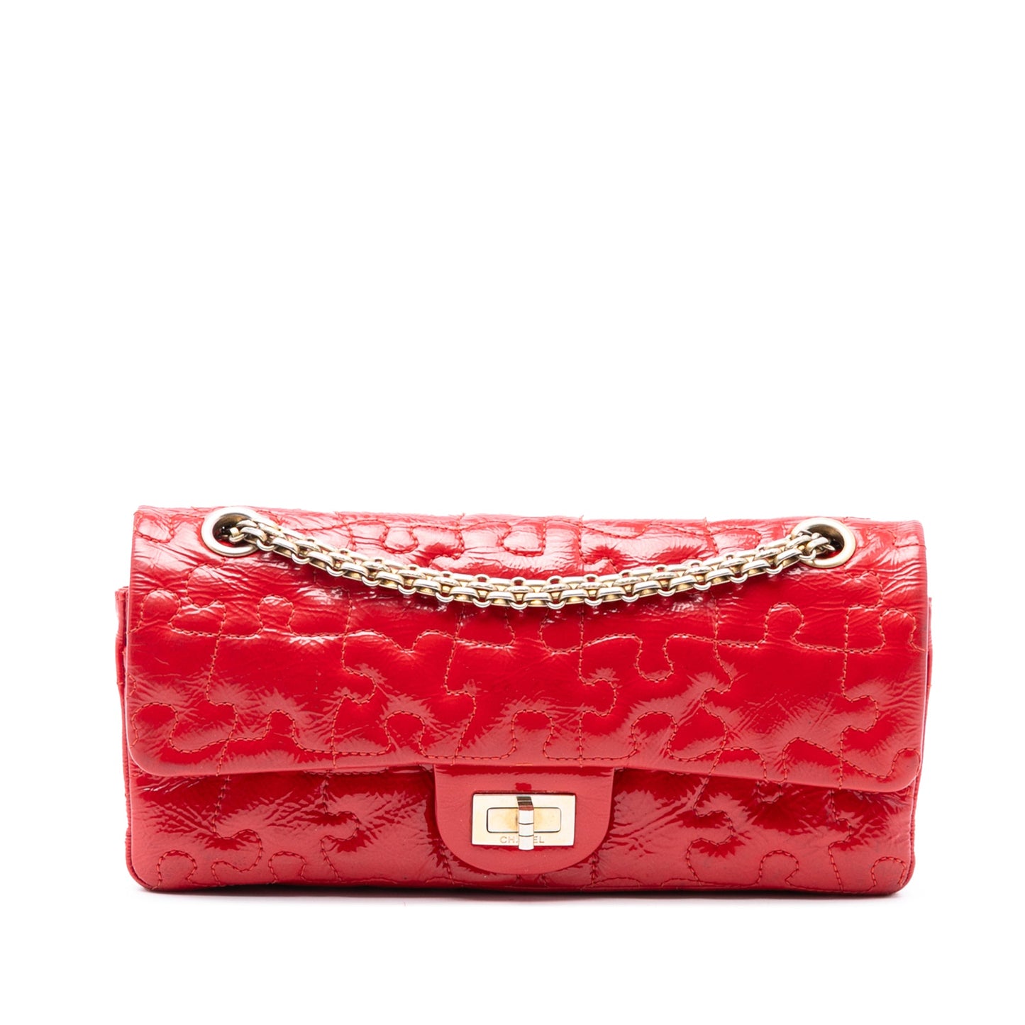 Chanel Reissue 2.55 Crackled Patent Puzzle East West Double Flap