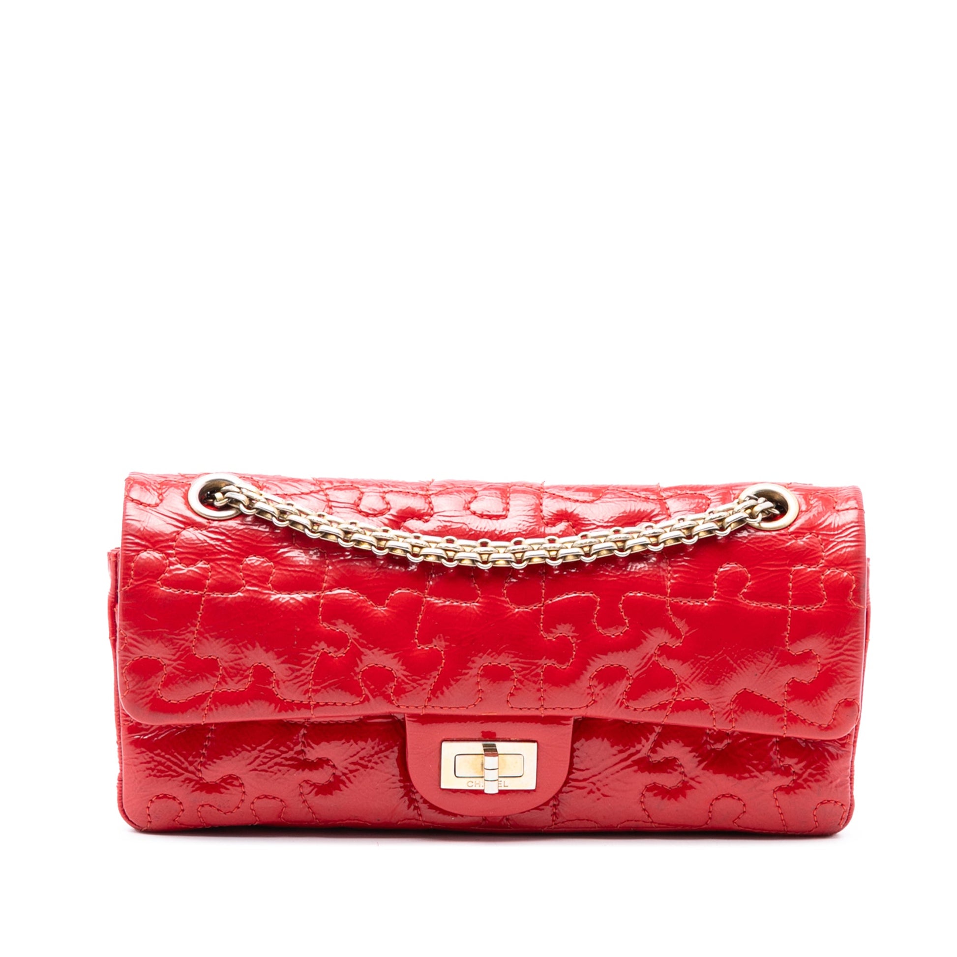 Chanel Reissue 2.55 Crackled Patent Puzzle East West Double Flap