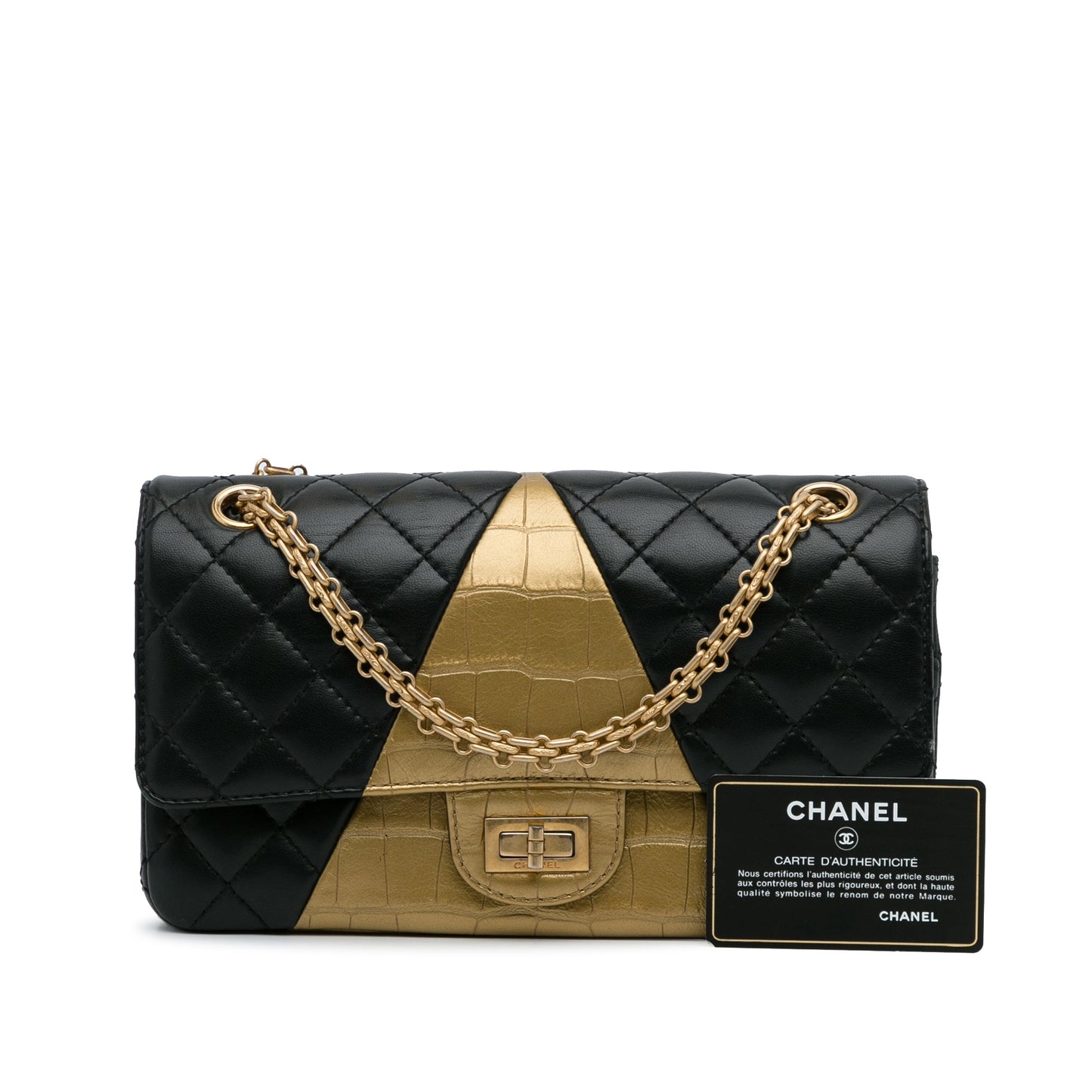 Chanel Medium Croc Embossed Lambskin 2.55 Reissue Double Flap Bag