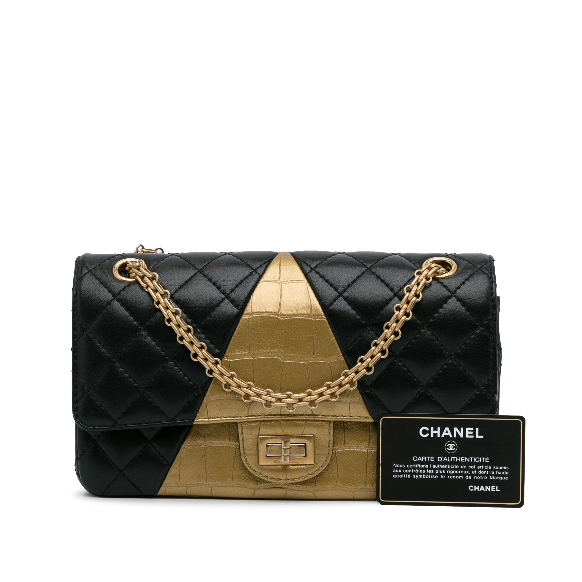 Chanel Medium Croc Embossed Lambskin 2.55 Reissue Double Flap Bag