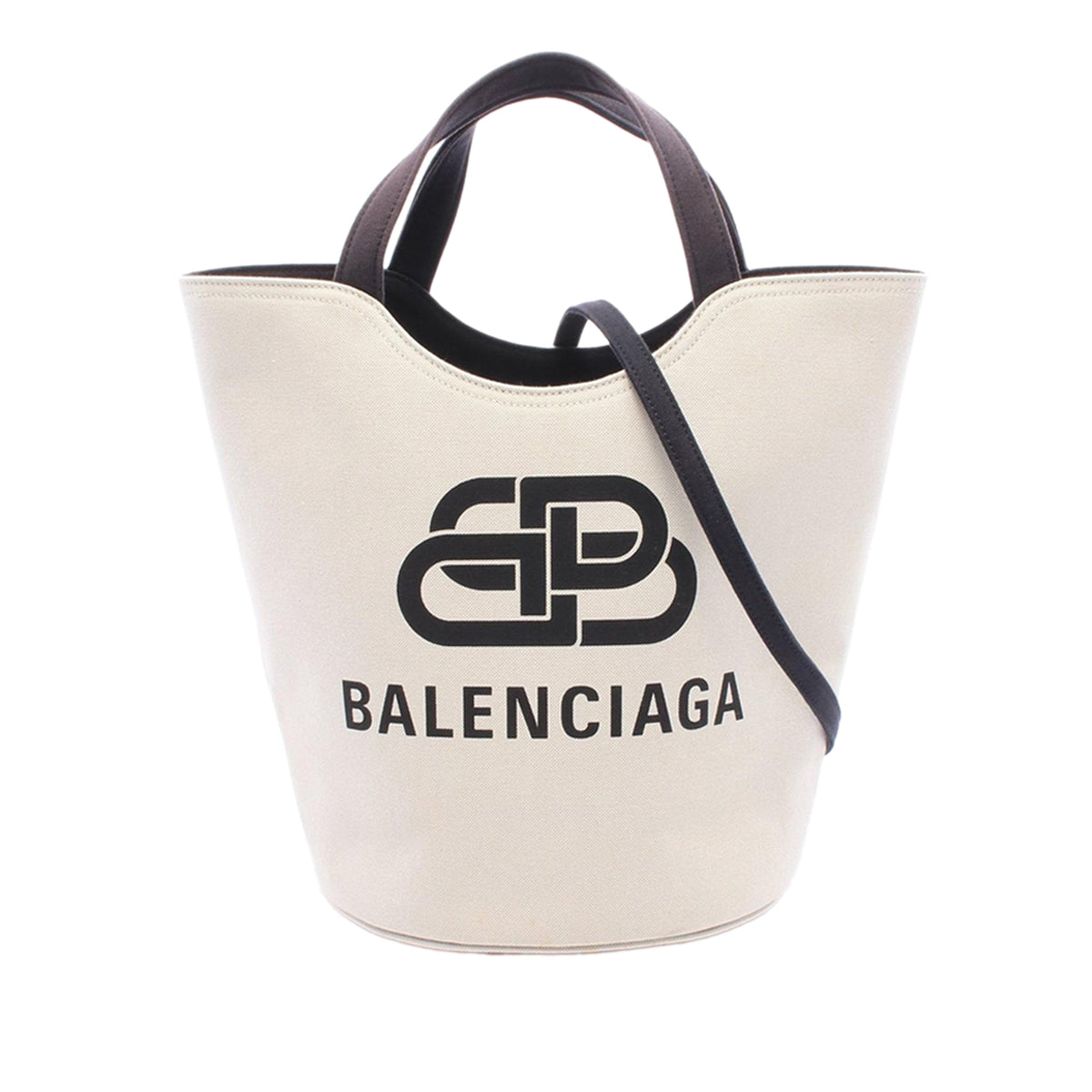 Balenciaga Wave Tote Canvas Satchel — White