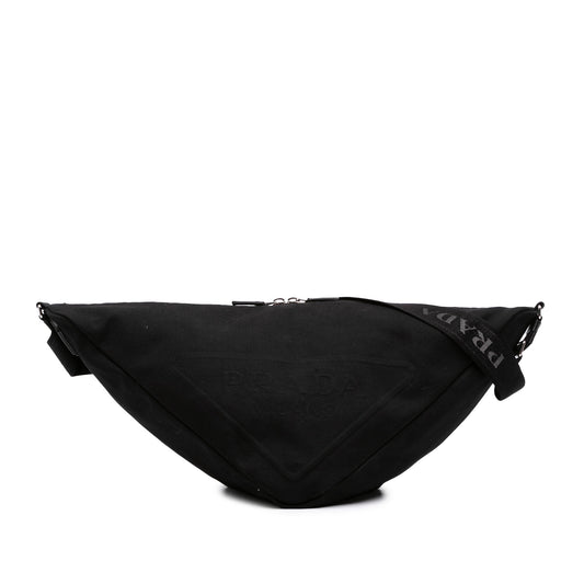 Prada Canvas Canapa Triangle Logo Shoulder Bag