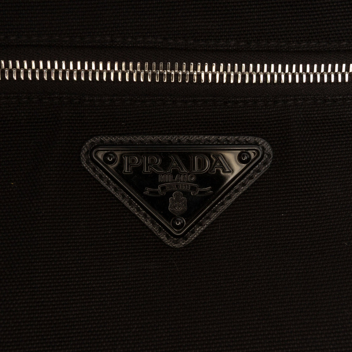 Prada Canvas Canapa Triangle Logo Shoulder Bag