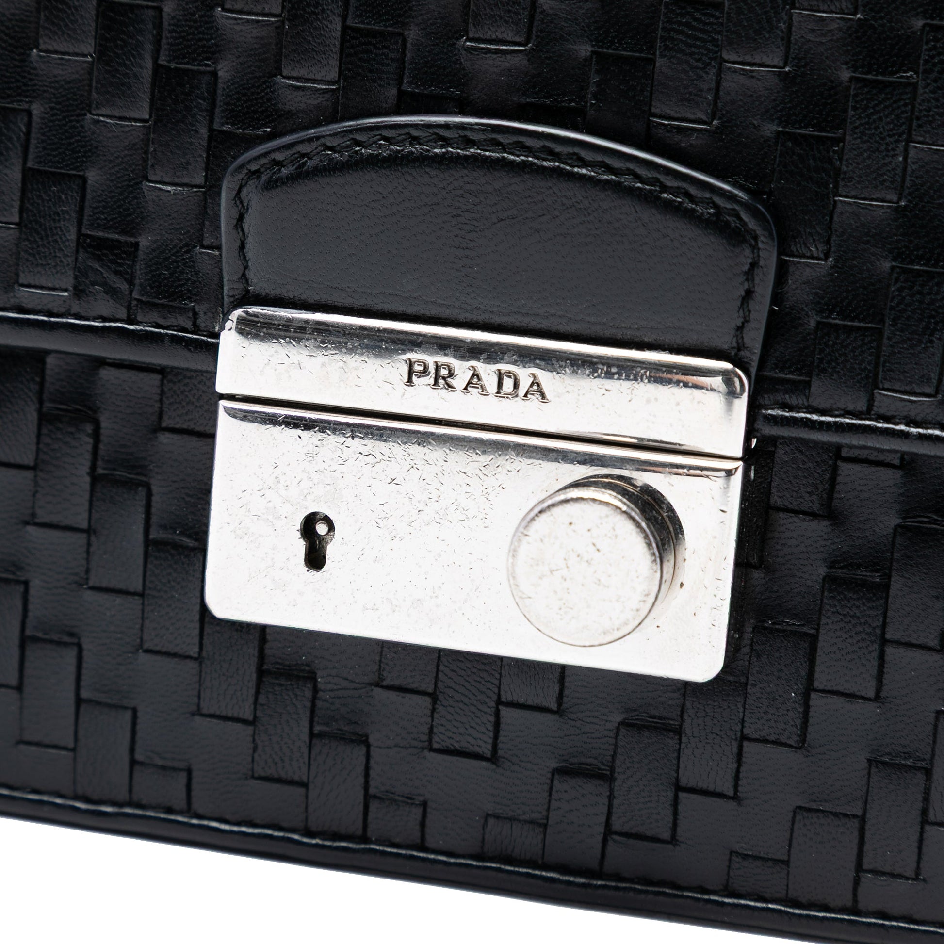 Woven Madras Leather Chain Flap Bag