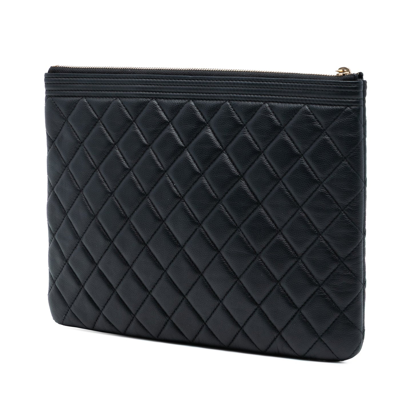 Chanel Medium Quilted Caviar Boy O Case Clutch