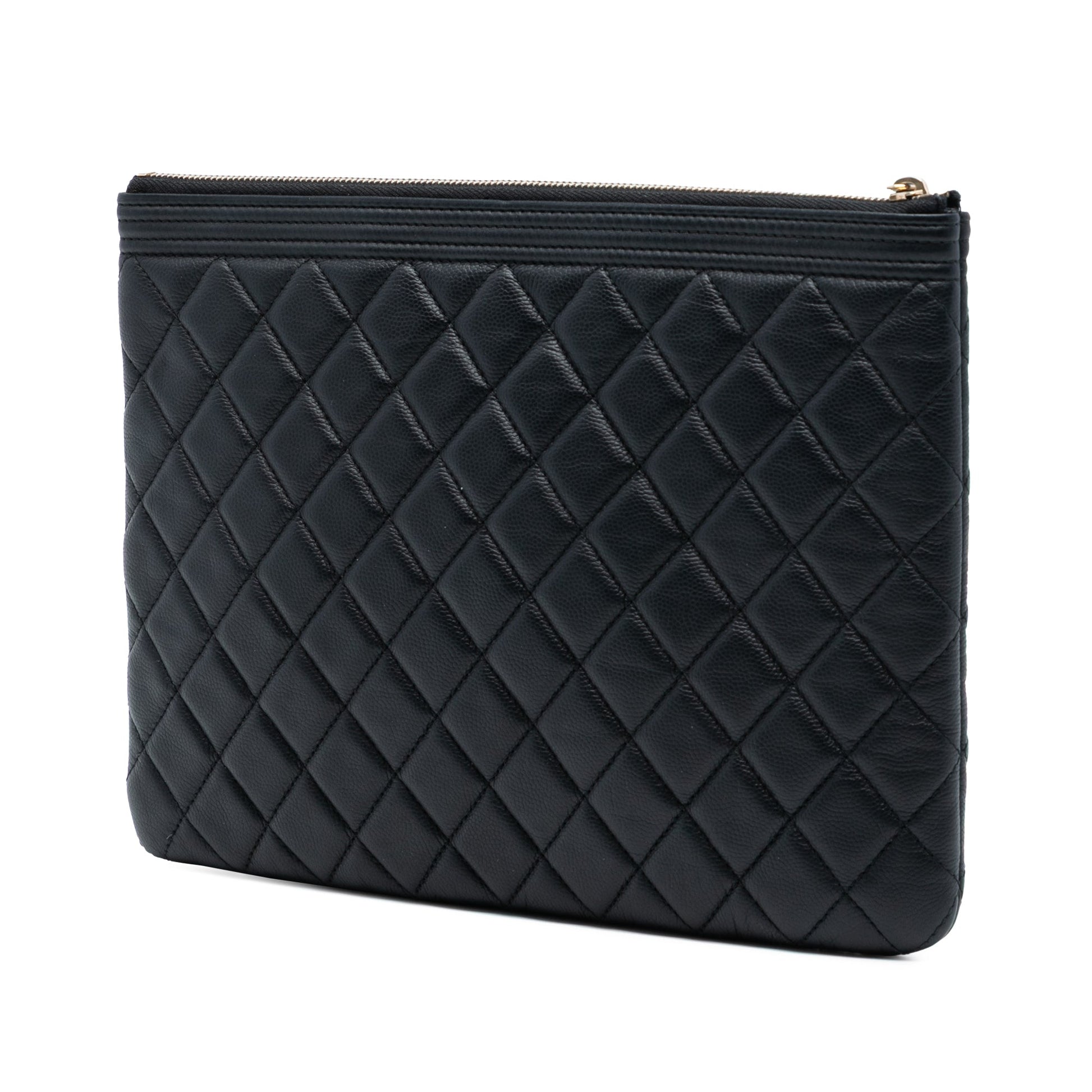 Chanel Medium Quilted Caviar Boy O Case Clutch