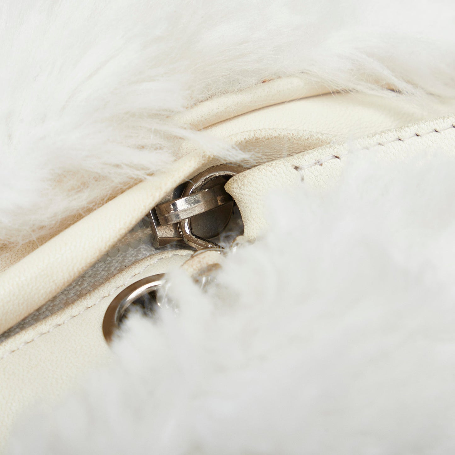 Chanel CC Crystal Embellished Faux Fur Round Crossbody