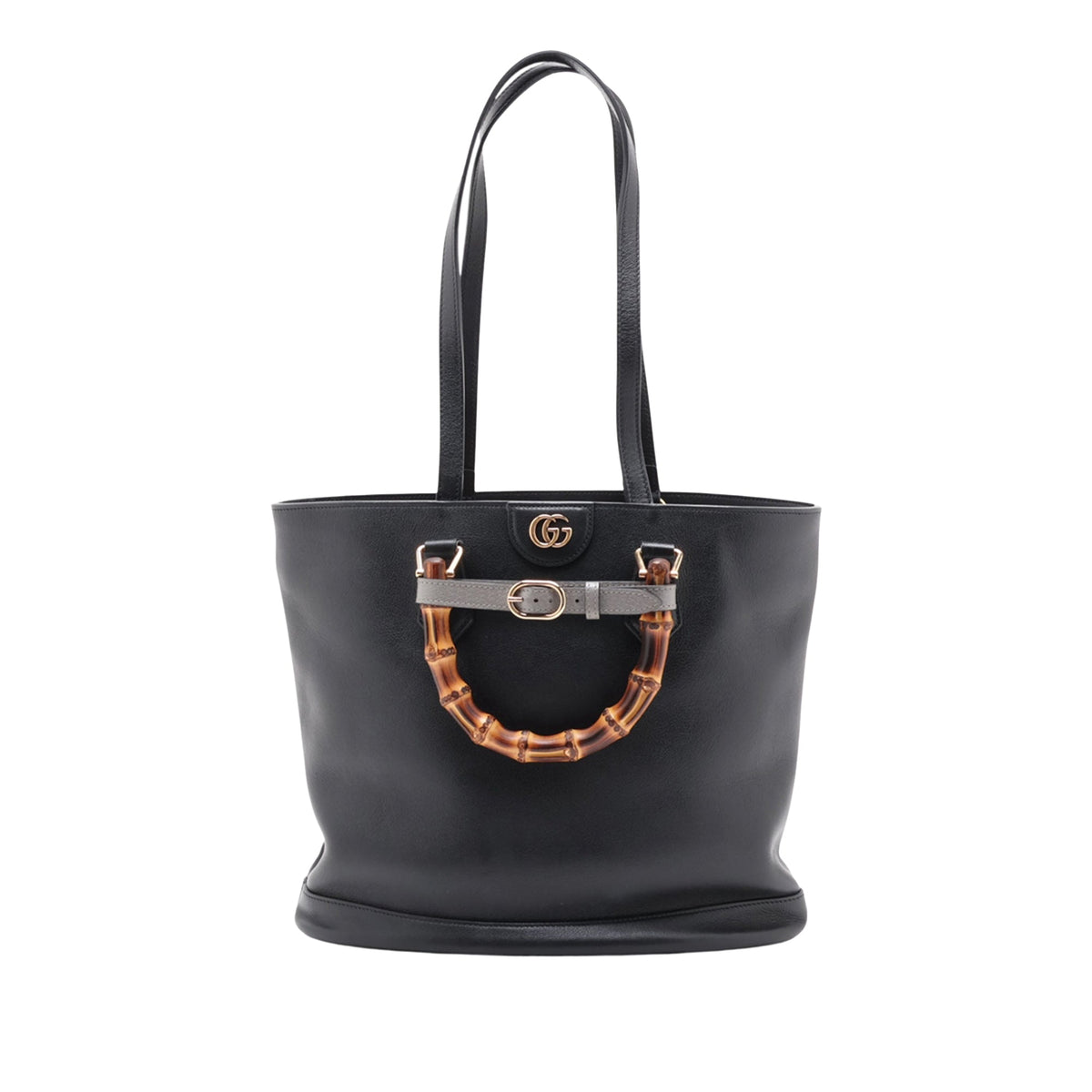 Gucci Calfskin Bamboo Diana Satchel — Black