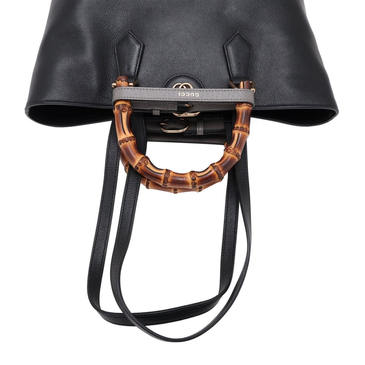 Gucci Calfskin Bamboo Diana Satchel — Black