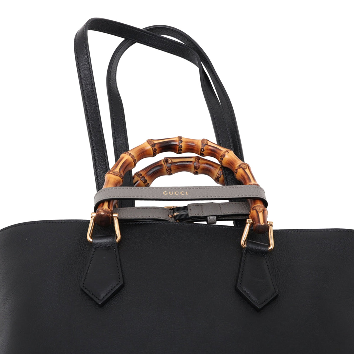 Gucci Calfskin Bamboo Diana Satchel — Black