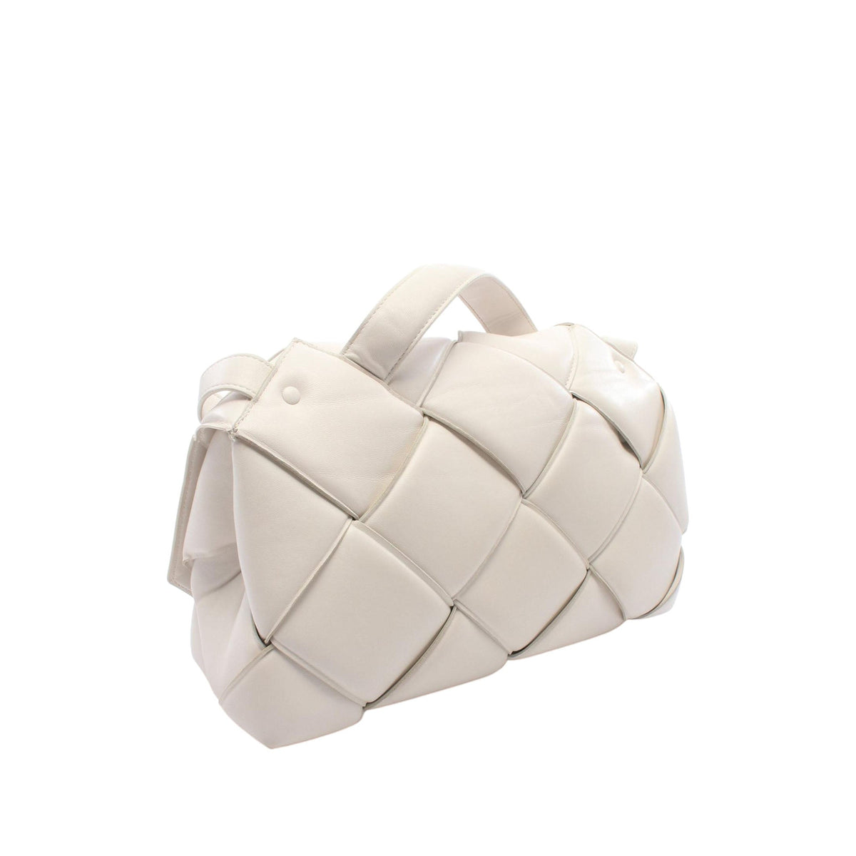 Bottega Veneta Nappa Maxi Intrecciato Padded Top Handle Bag — White