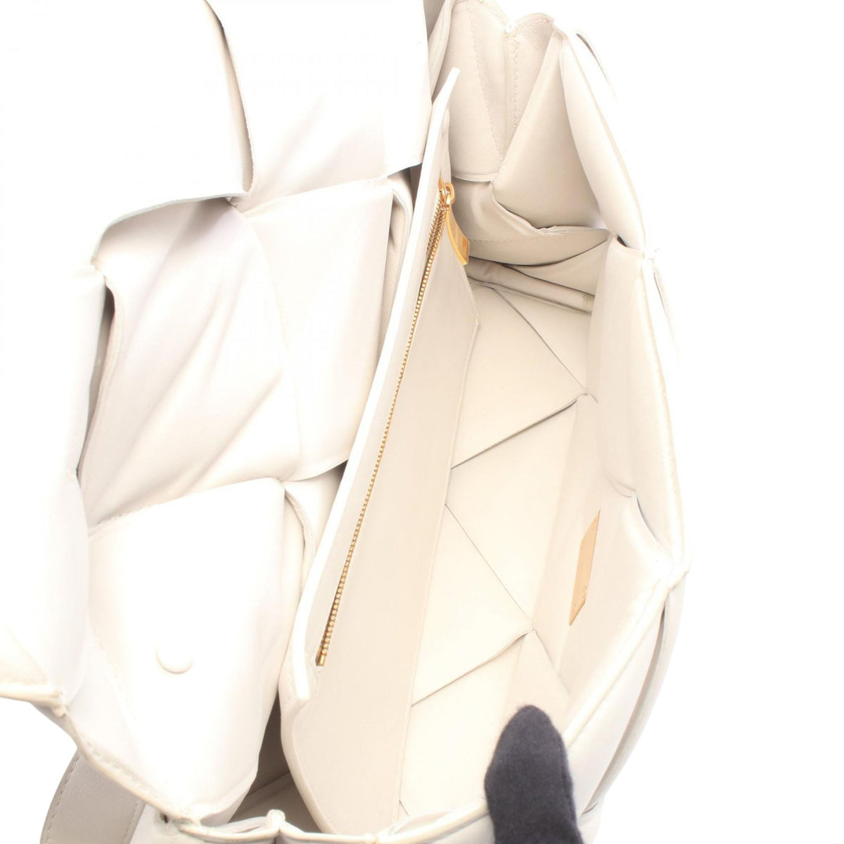 Bottega Veneta Nappa Maxi Intrecciato Padded Top Handle Bag — White