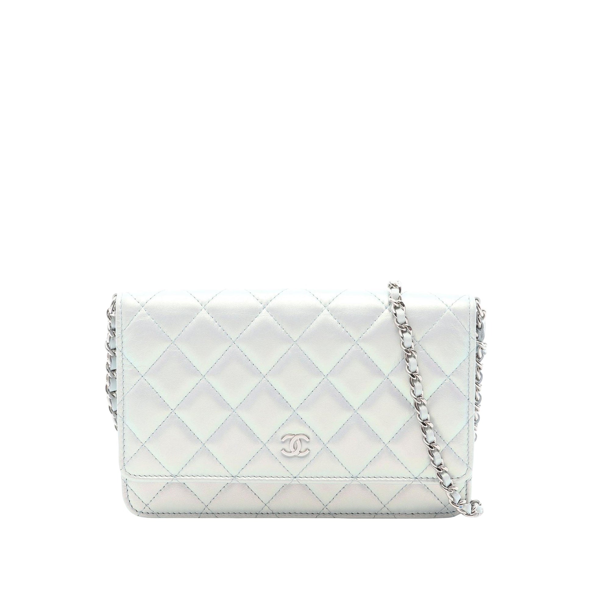 Chanel CC Quilted Metallic Lambskin Wallet on Chain