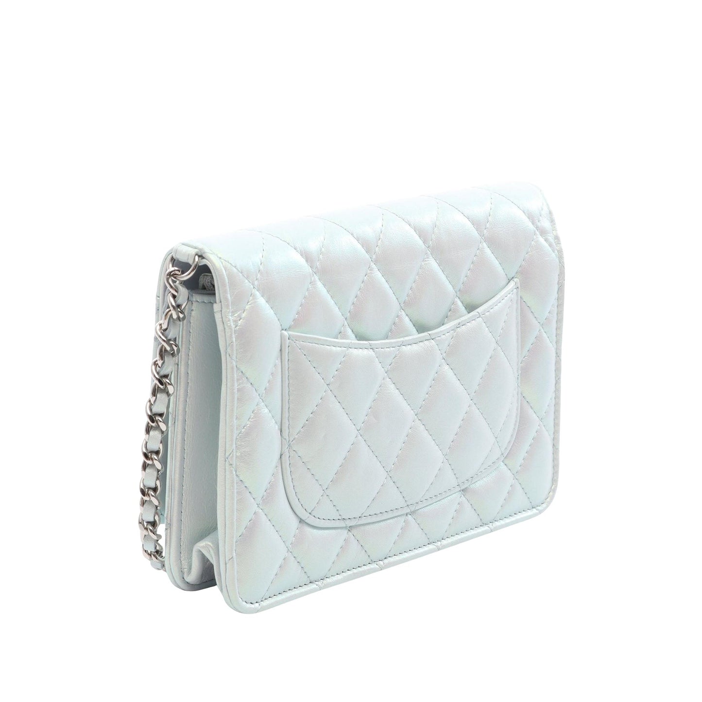 Chanel CC Quilted Metallic Lambskin Wallet on Chain