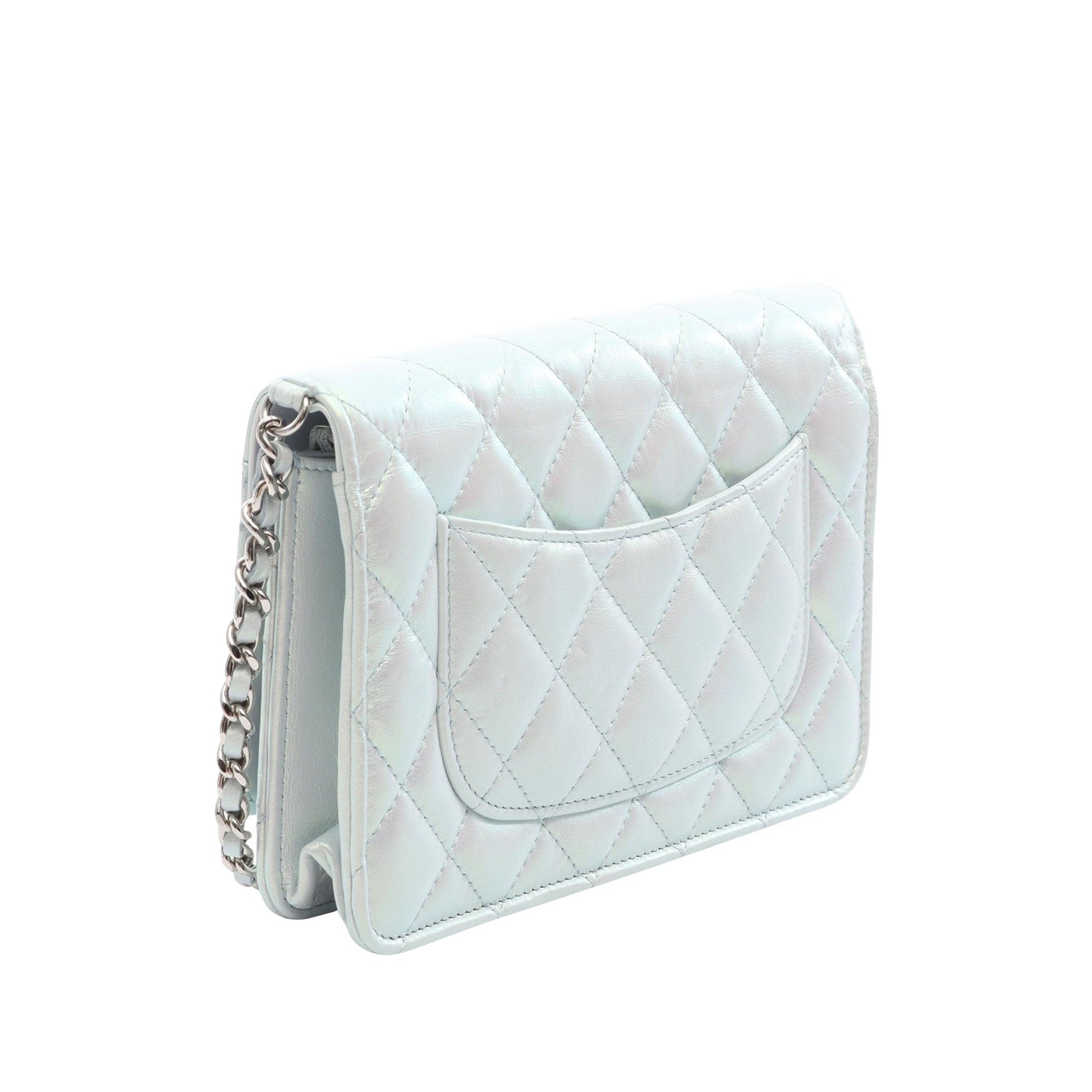 Chanel CC Quilted Metallic Lambskin Wallet on Chain
