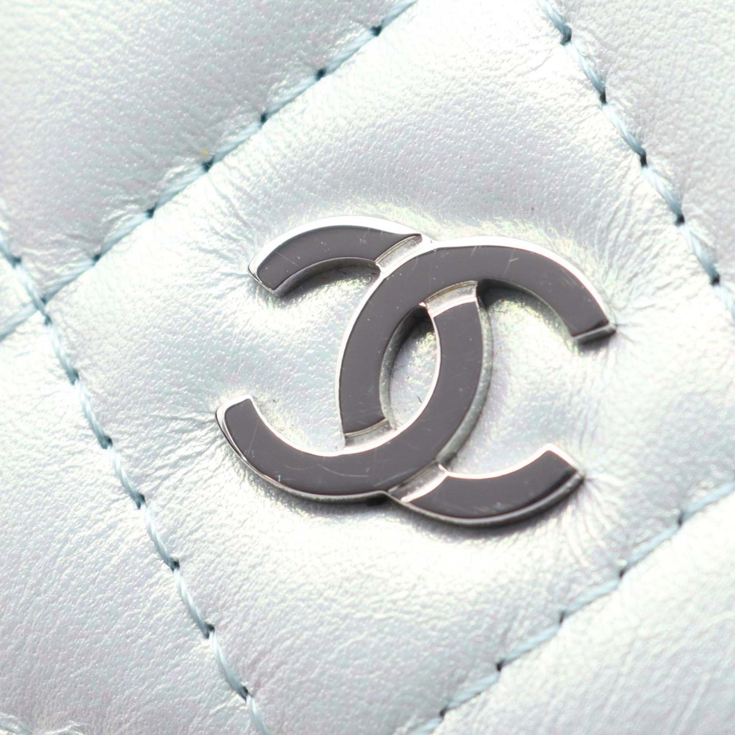 Chanel CC Quilted Metallic Lambskin Wallet on Chain