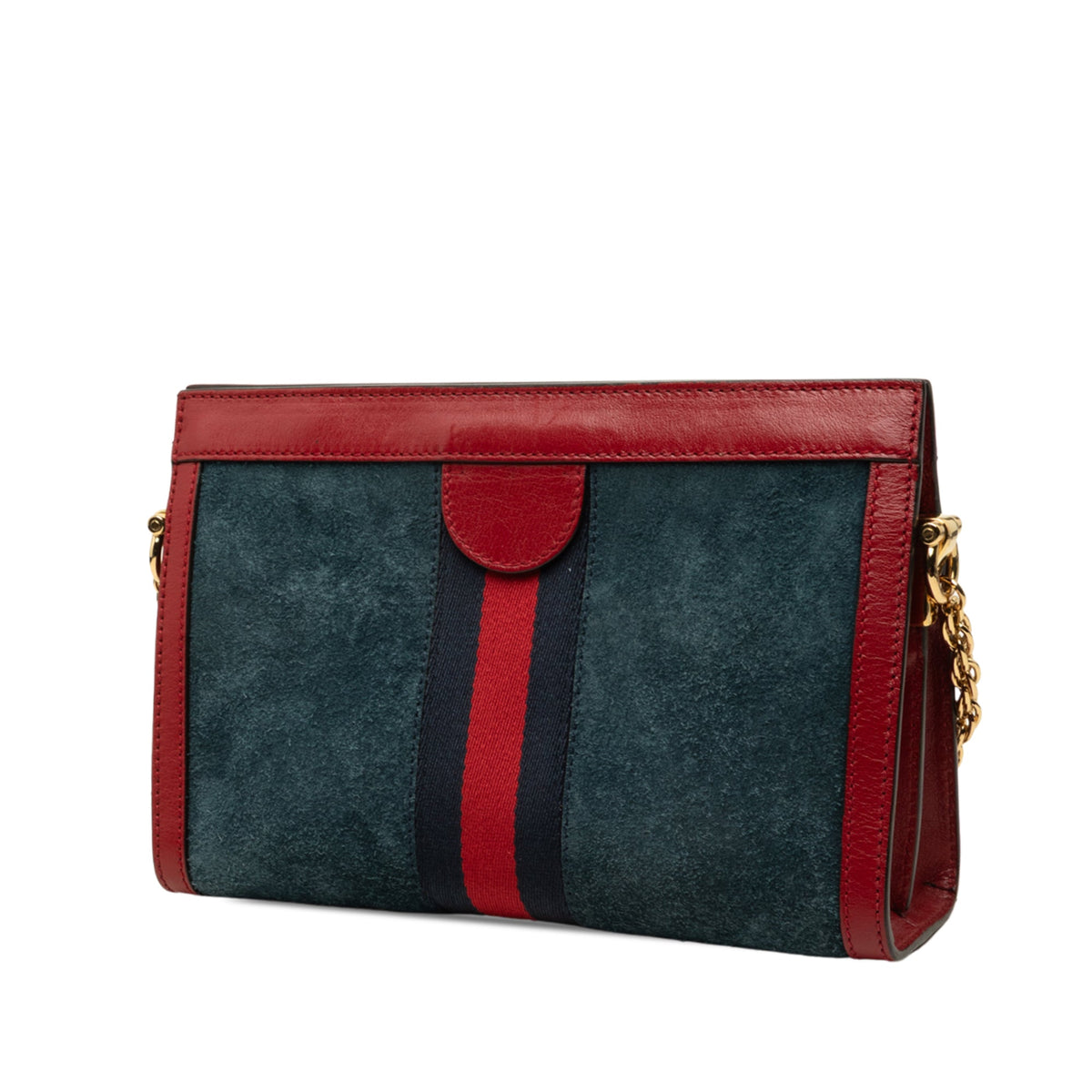 Gucci Small Suede Web Ophidia Chain Crossbody — Blue