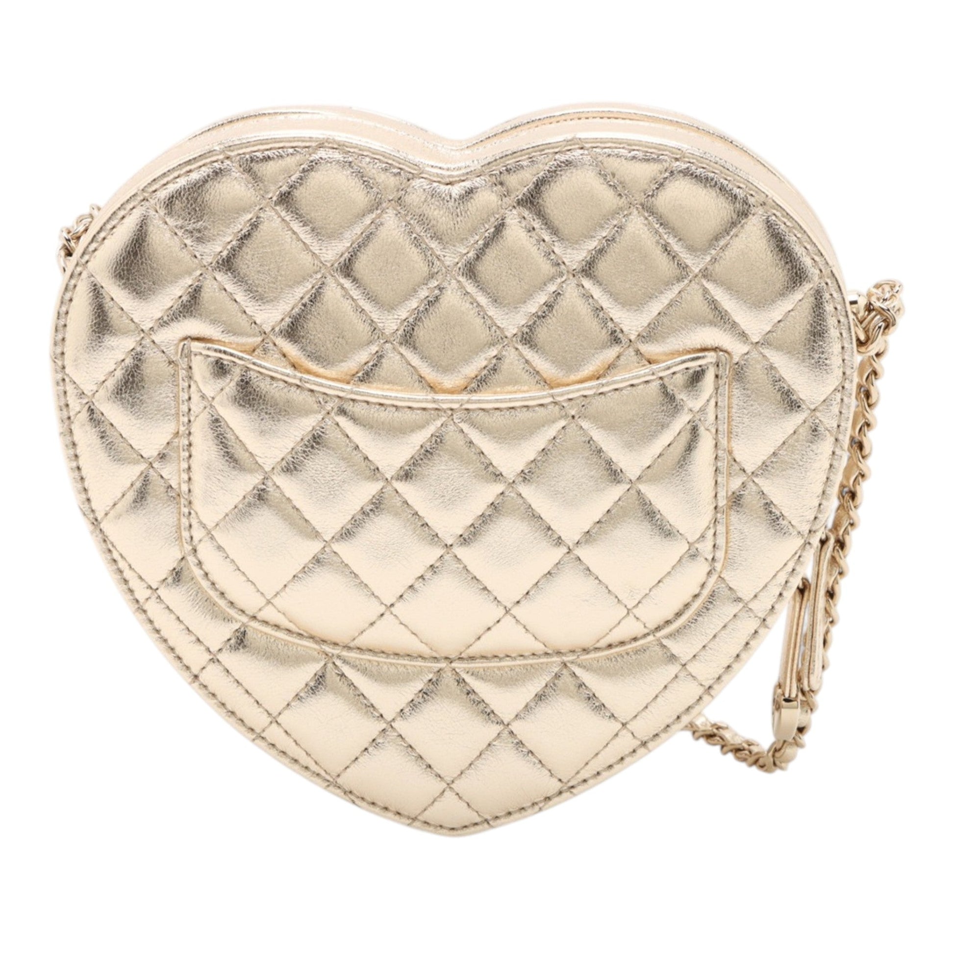Chanel Metallic Quilted Lambskin CC in Love Heart Crossbody