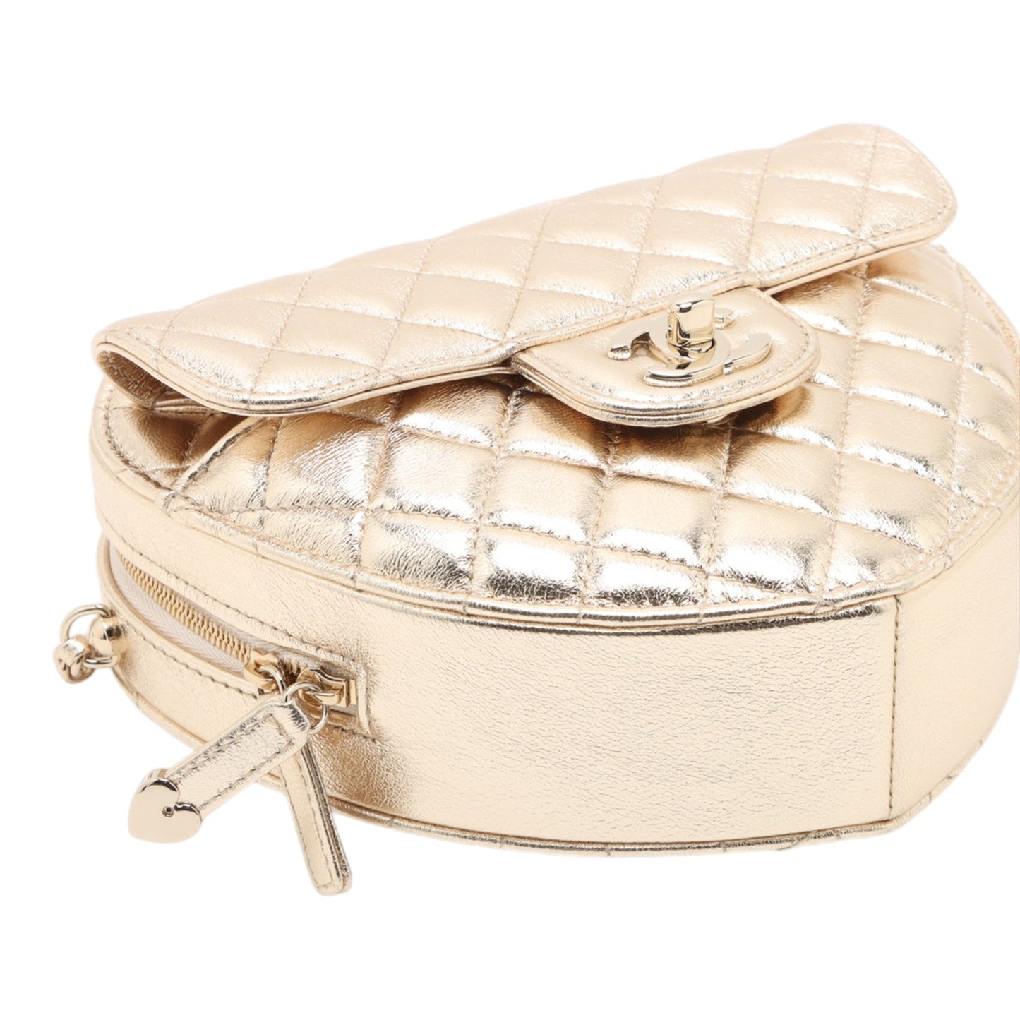 Chanel Metallic Quilted Lambskin CC in Love Heart Crossbody