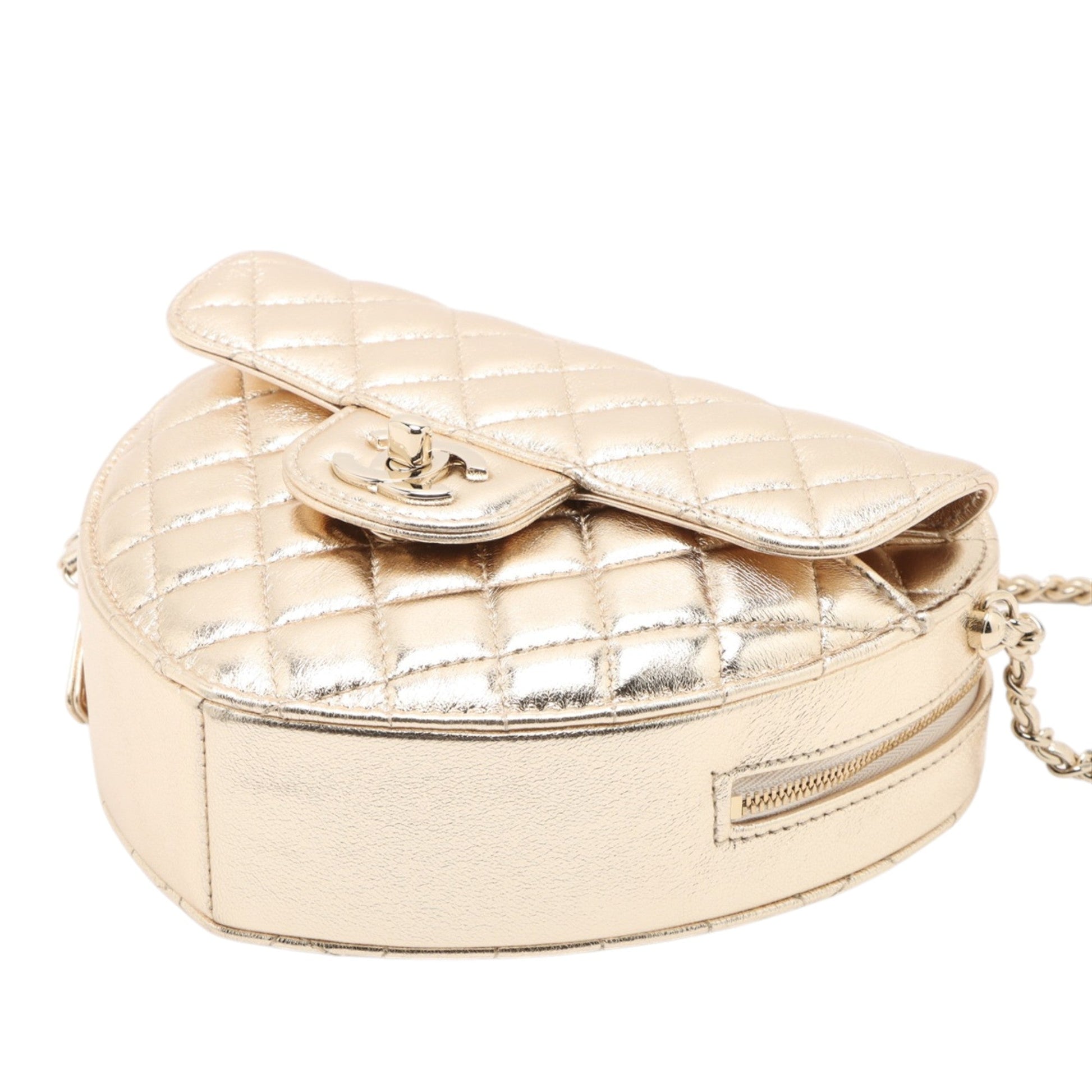 Chanel Metallic Quilted Lambskin CC in Love Heart Crossbody
