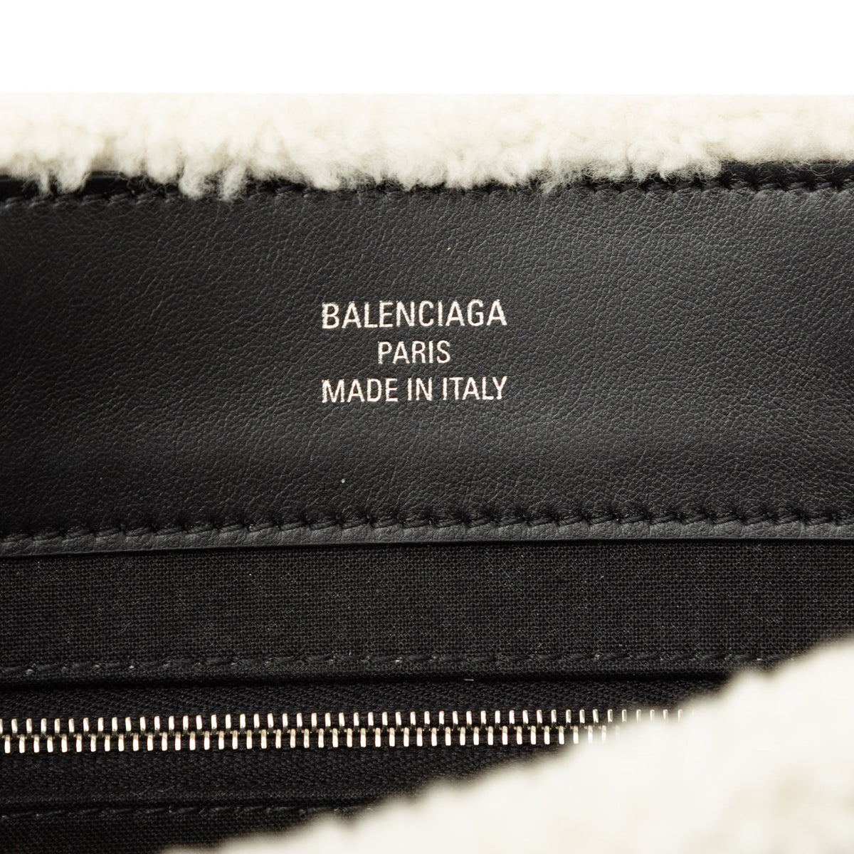 Balenciaga Small Shearling Duty Free Tote — White