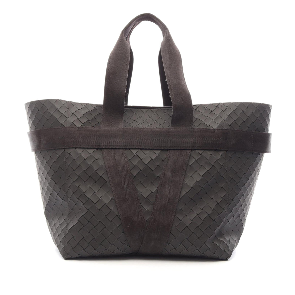 Bottega Veneta Rubber Intrecciato Tote — Brown