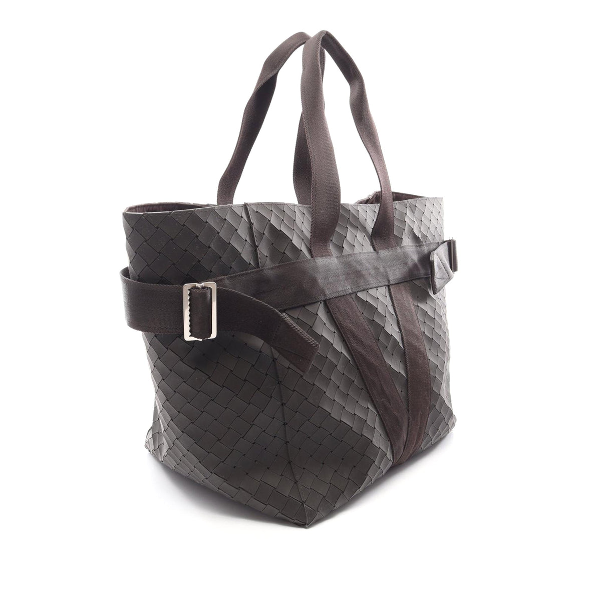 Bottega Veneta Rubber Intrecciato Tote — Brown