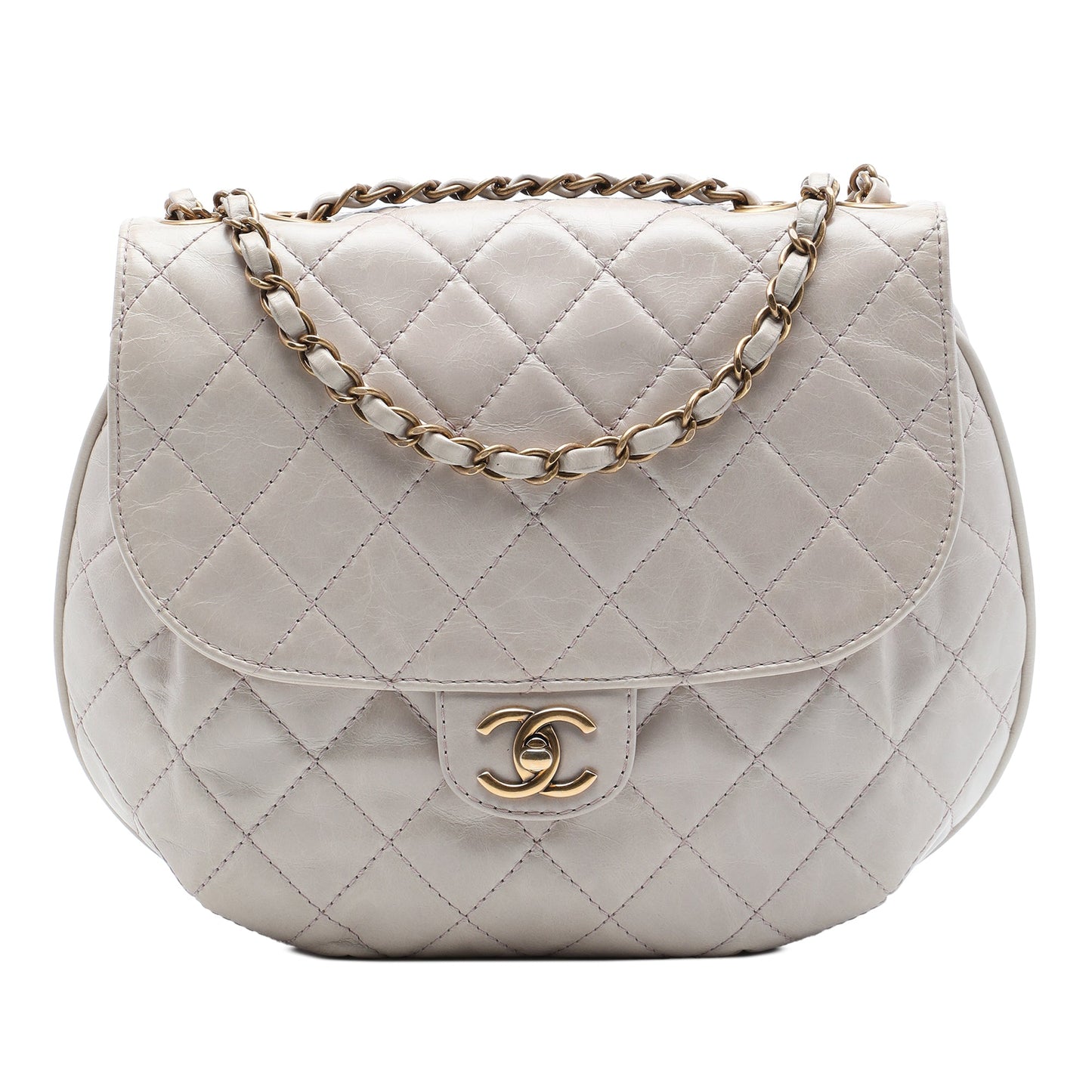 Chanel Medium Quilted Aged Calfskin Bubble CC Flap